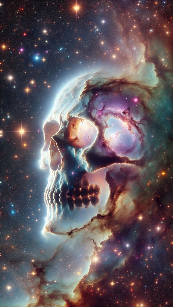 736x1308 Skull nebula wallpaper. Space skulls, Skull with galaxy background, Gothic background