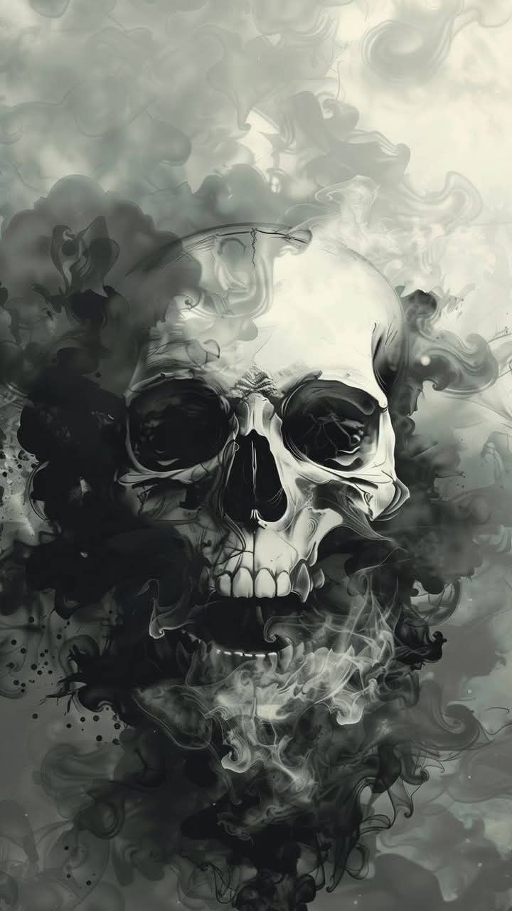 720x1280 Cool wallpaper with skulls. Skull wallpaper with clouds, Black skull with flowers, Skull nebula wallpaper