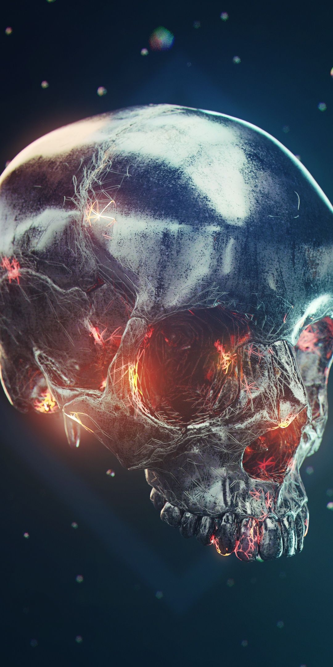 1080x2160 Skull Wallpaper 4K, Metal, Iron, 3D model, Render