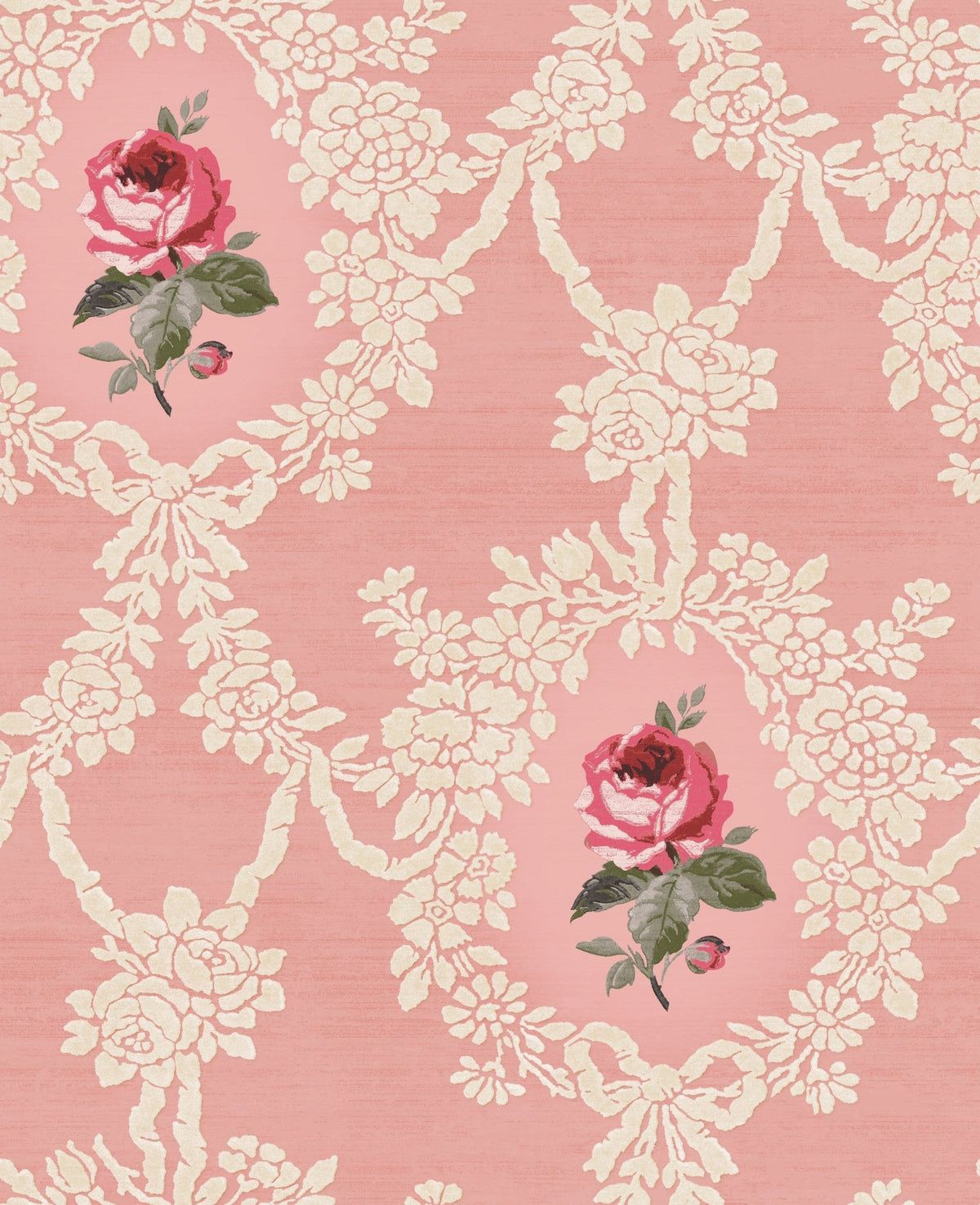 1200x1475 Cameo Rose Victorian Floral Wallpaper in Pink MF20269