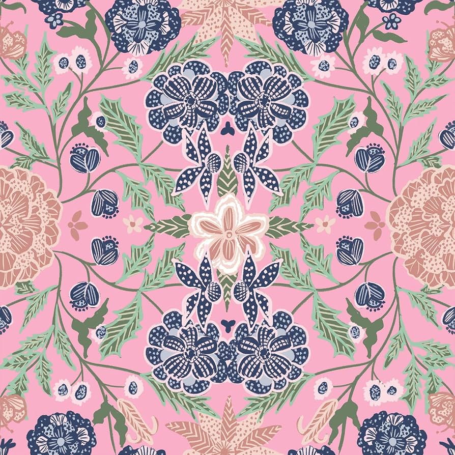 894x894 VEELIKE Pink Floral Peel and Stick Wallpaper Vintage Victorian Floral Wallpaper for Bedroom Girls Room Bathroom 17.7''x118'' Prepasted Removable Damask Wall Paper Pink Contact Paper for Walls Cabinets