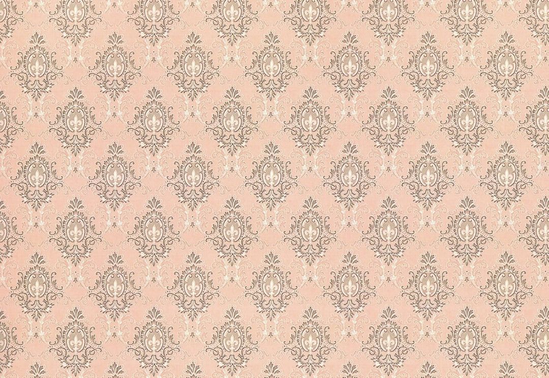 1080x745 Dollhouse Wallpaper Peachy Pink Victorian 1:12 Scale Miniature