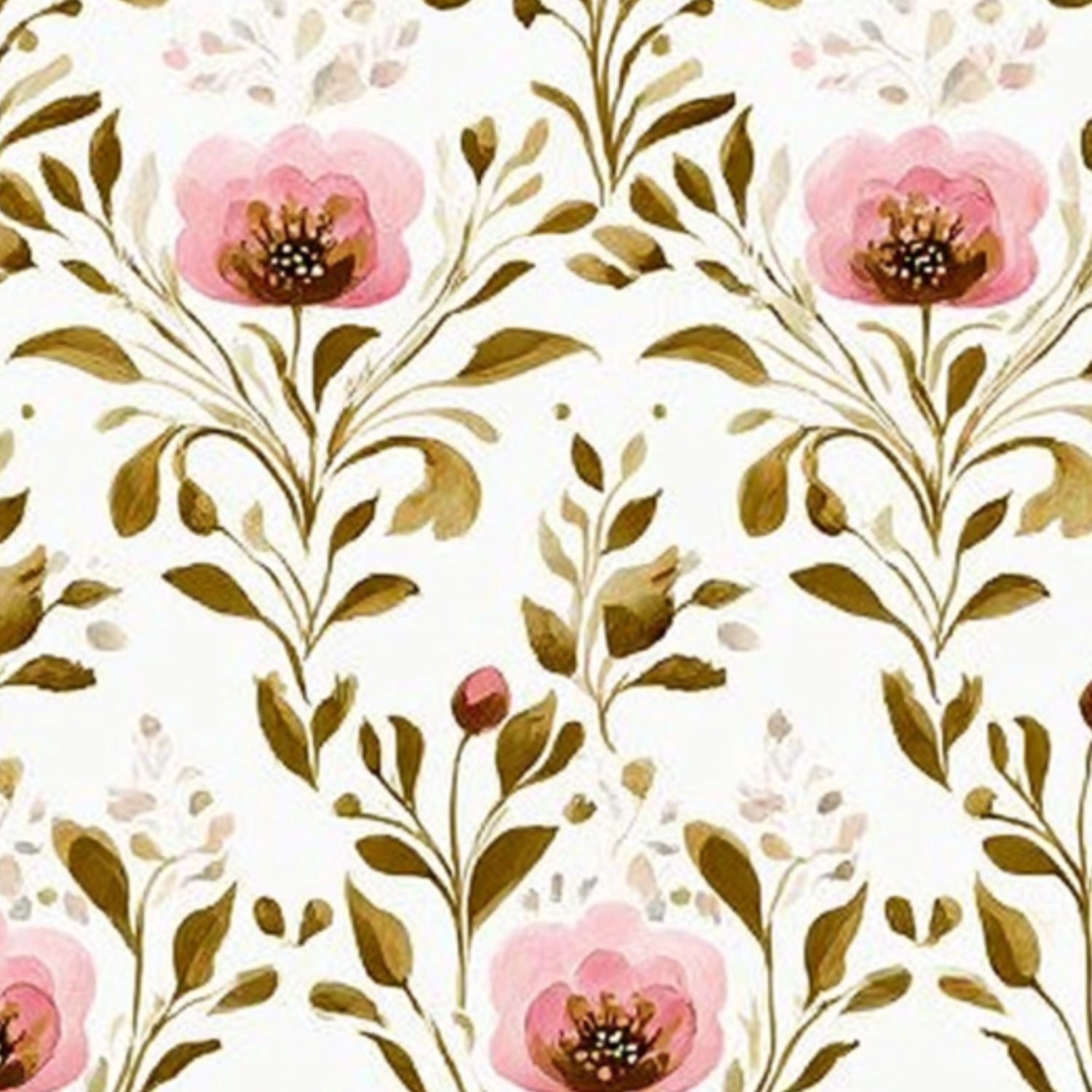 1500x1500 Victorian Peel and Stick Wallpaper 23.6in x 9.8ft Pink Floral Green Leaves Delicate Accents Contact Paper Vinyl Waterproof Self Adhesive Wall Paper