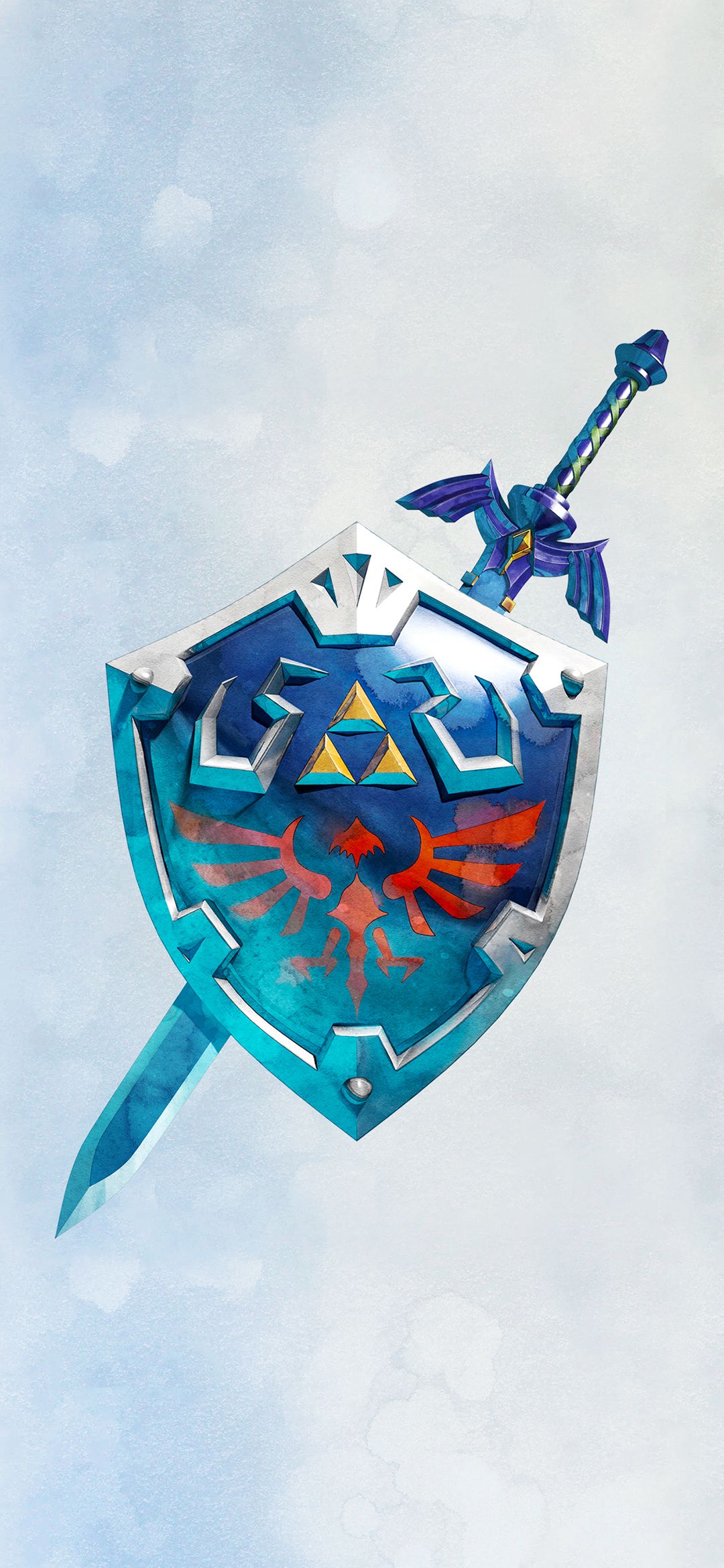 1080x2340 The Legend of Zelda: Skyward Sword Shield and Master Sword Wallpaper with Monocle