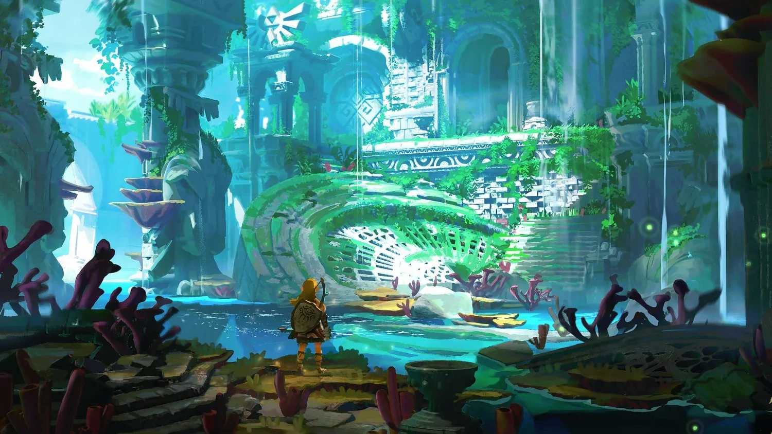 1500x844 The Legend of Zelda Glowing Hylian Shield Wallpaper