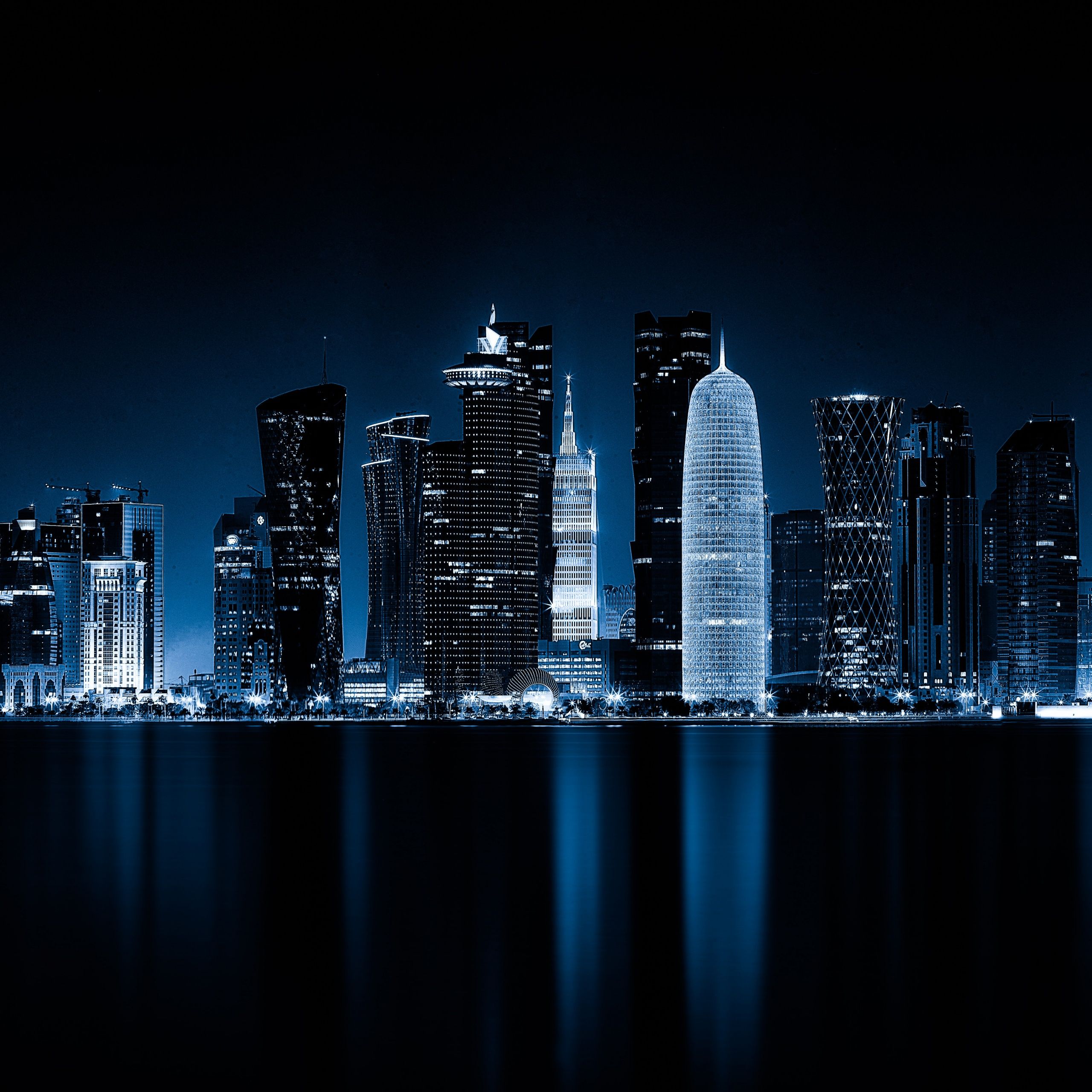 2560x2560 Doha Wallpaper 4K, Qatar, Night, Cityscape