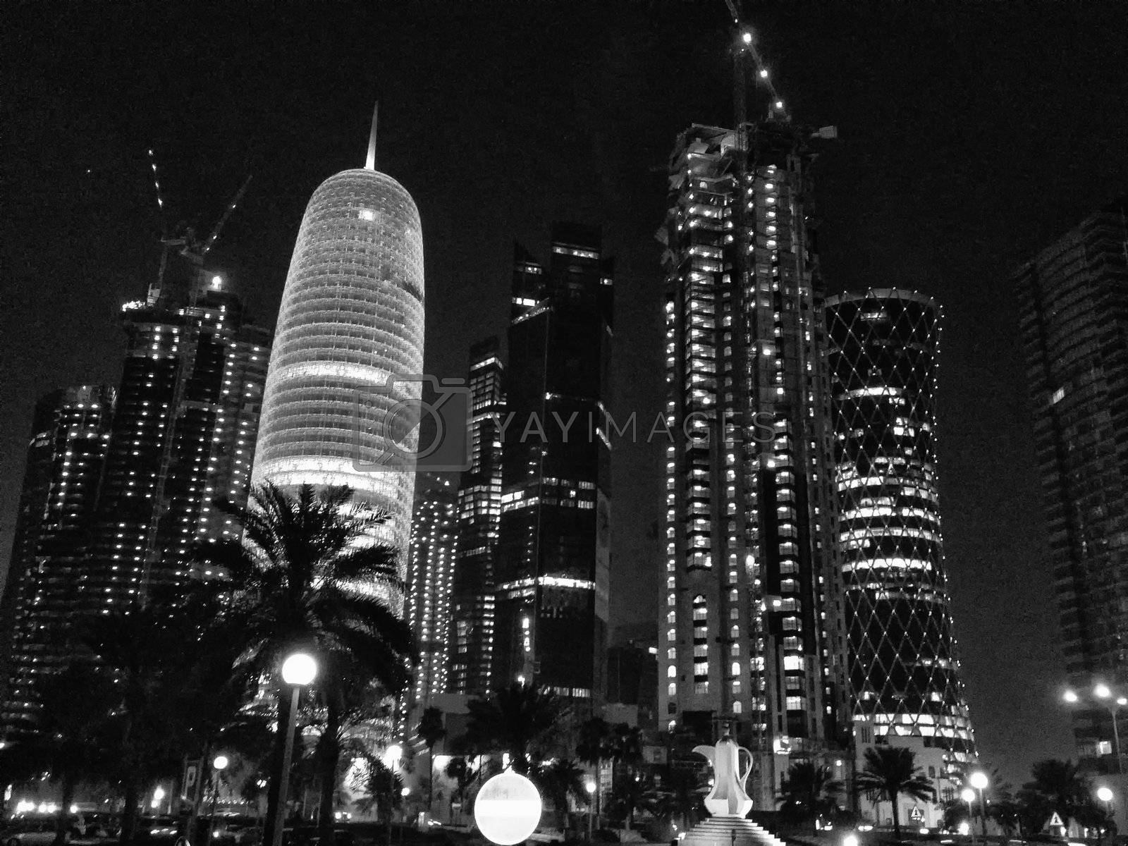 1600x1200 Skyscrapers at Night in Doha, Qatar by jovannig Vectors & Illustrations with Unlimited Downloads