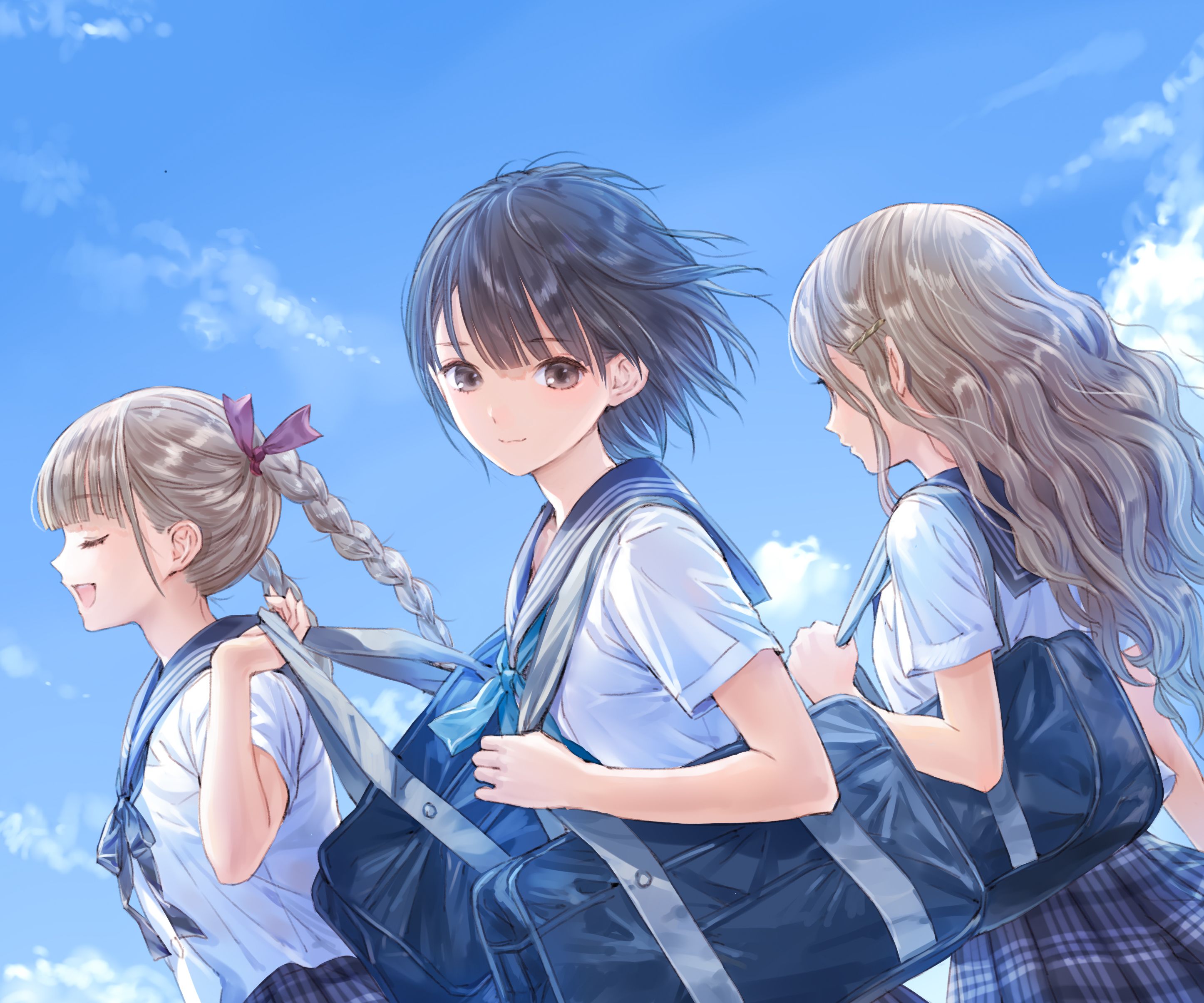 2893x2411 Download Shirai Hinako Shijou Yuzuki Shijou Raimu Anime Blue Reflection HD Wallpaperx2411