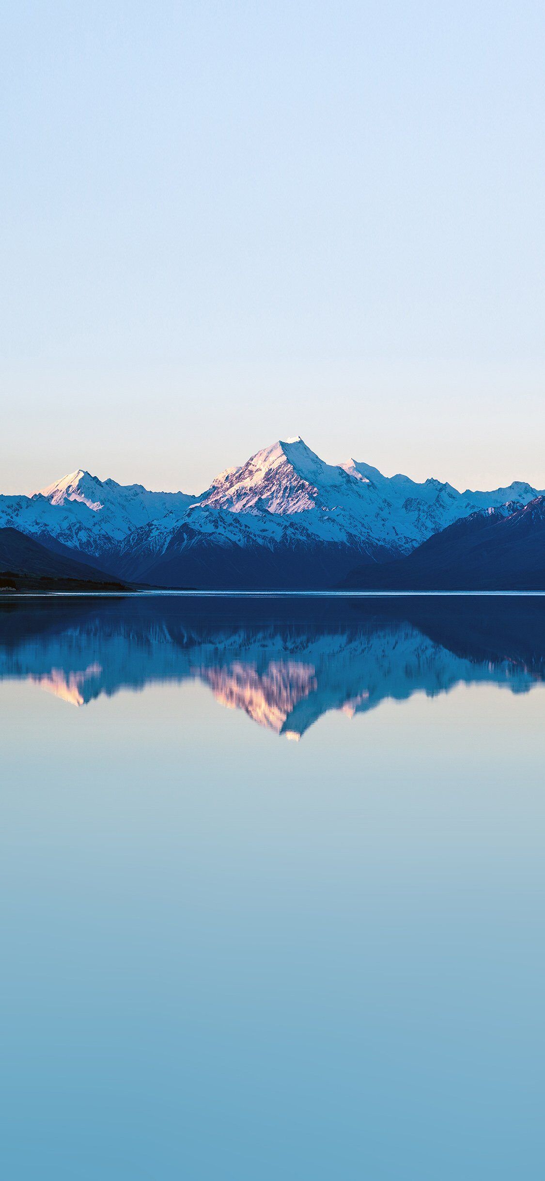 1125x2436 Reflection Lake Blue Mountain Water River Nature iPhone Wallpaper