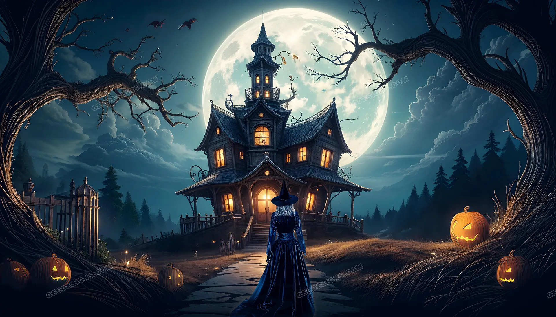 1920x1095 Evil scary demon girl with red eyes and horrifying horns AI Generated HD wallpaper, Halloween concept black demon image: Free & Premium Creative Assets