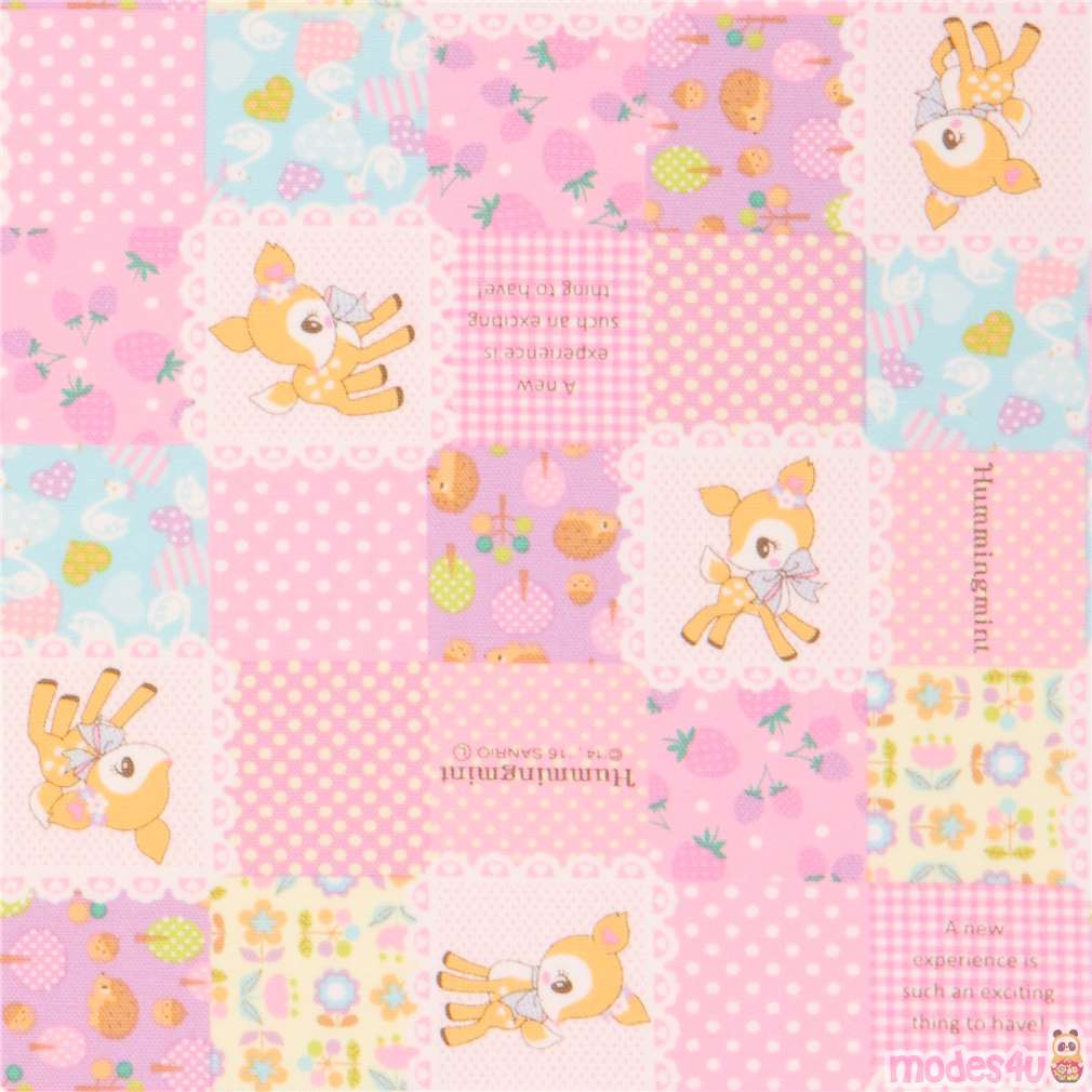 1010x1010 pink cute Hummingmint animal square dot fruit Sanrio oxford fabric Fabric