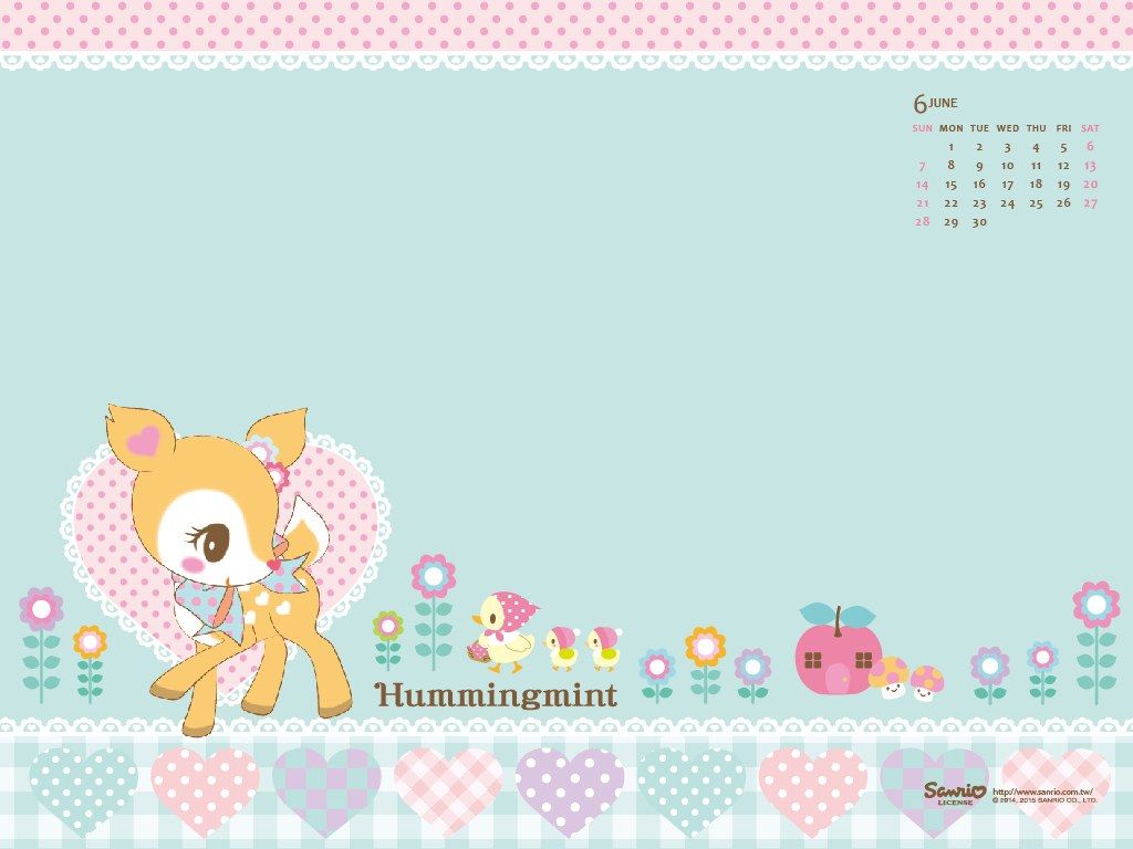 1024x768 I love Kawaii: June 2015 Calendar from Sanrio