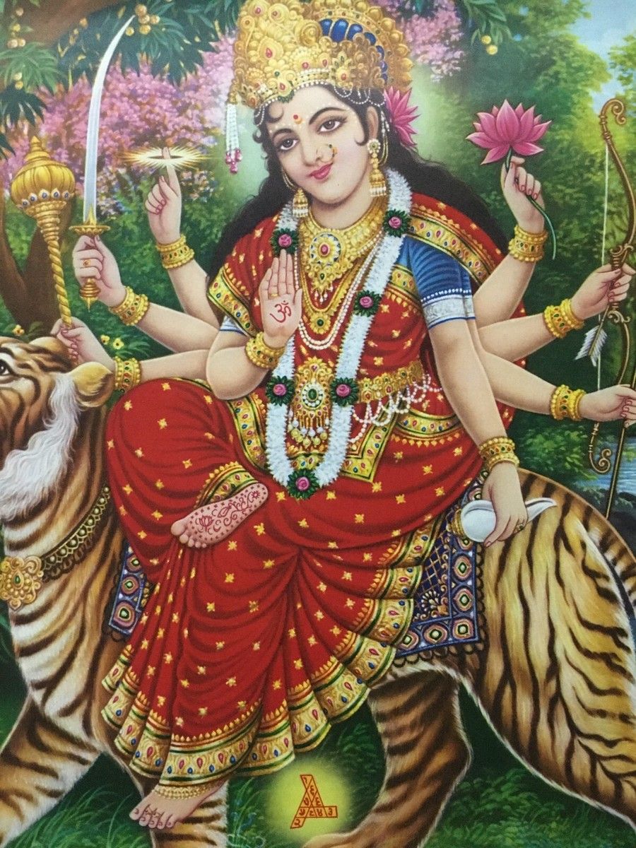900x1200 India Vintage Print GODDESS AMBAJI. 15in x 15in (1061)