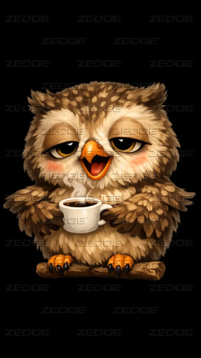 674x1198 Funny Owl Drinking Coffee Sticker wallpaper