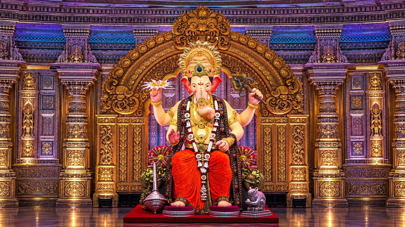 1672x941 Godman Chikna on X: Desktop Wallpaper version of Lalbaug Cha Raja 2026. / X