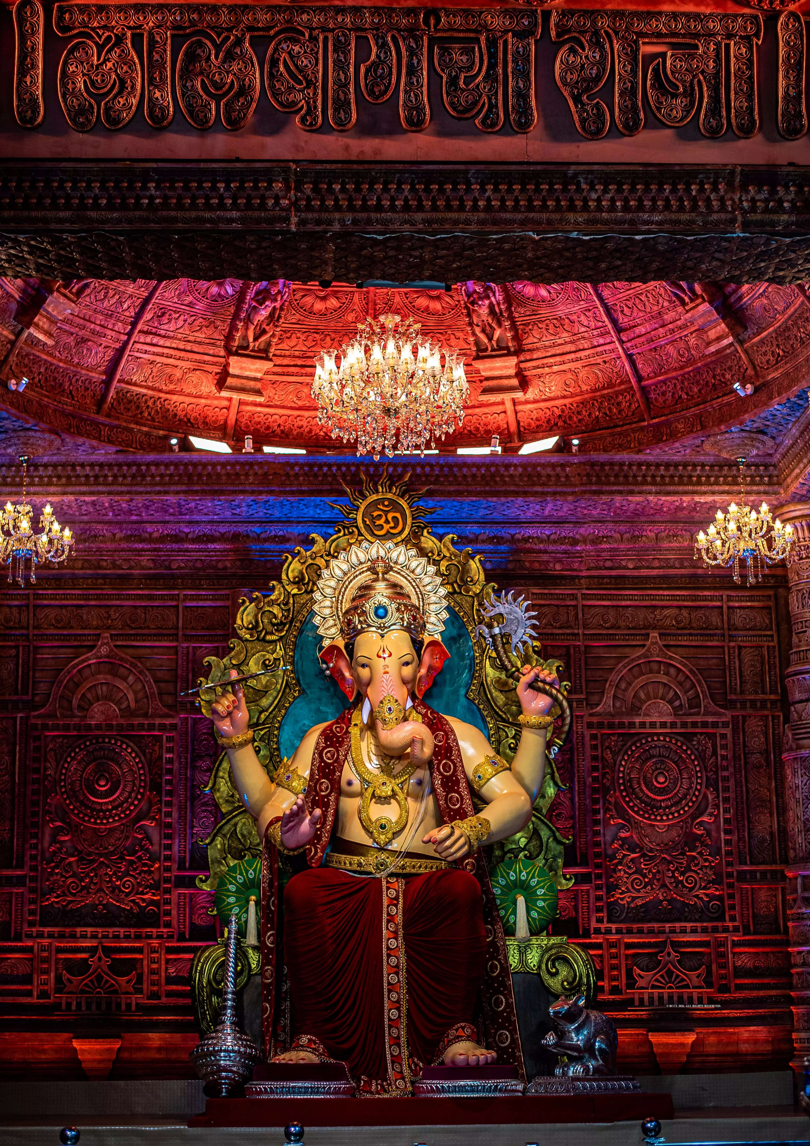 3372x4767 Lalbaugcha Raja Photo: First look of Lalbaugcha Raja unveiled in Mumbai, Lord Ganesha seen reposing on regal throne Economic Times