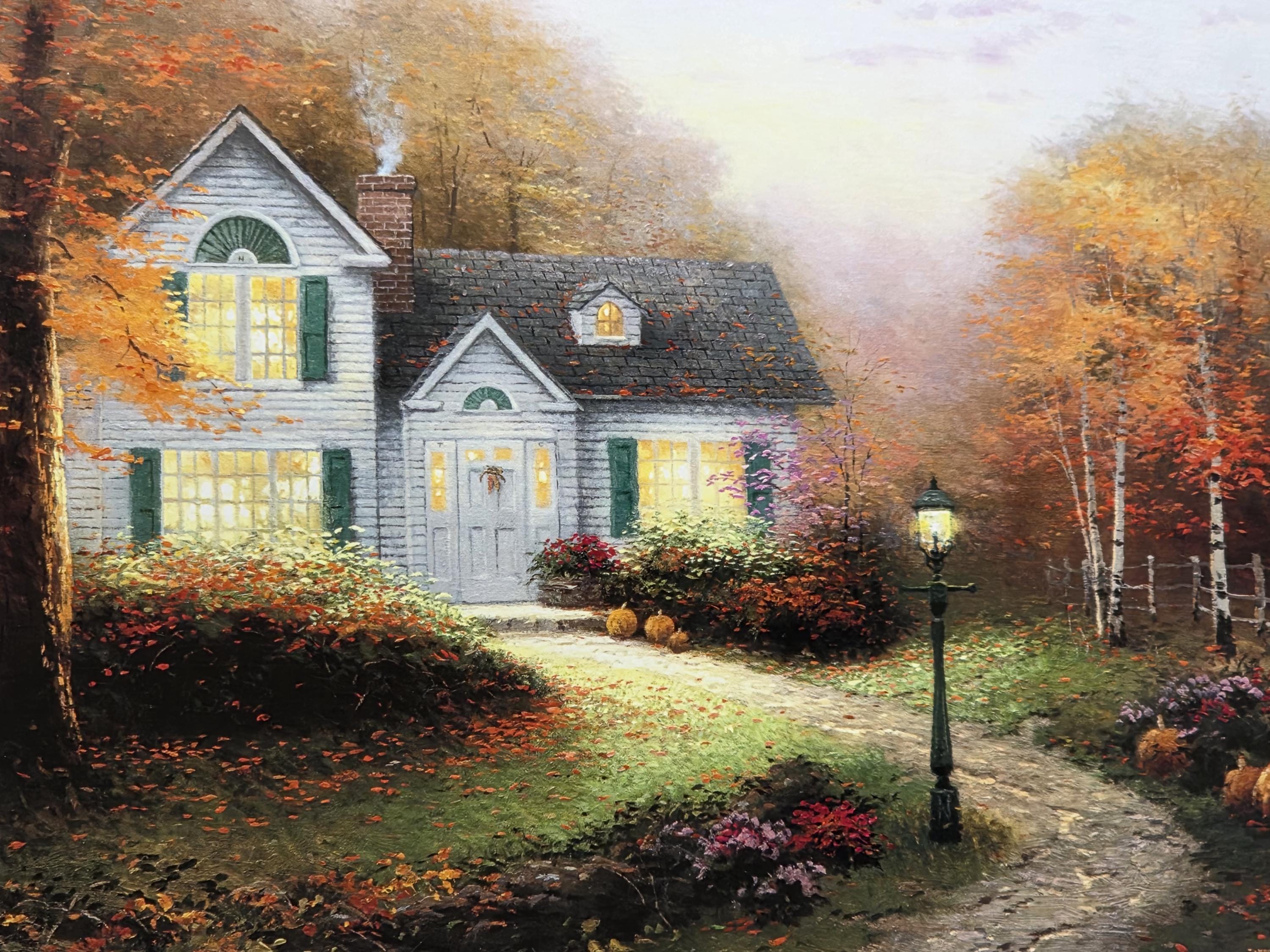 3000x2250 The Blessings of Autum Fall Home Sweet Home Thomas Kinkade Light Artist Art Wall Decor