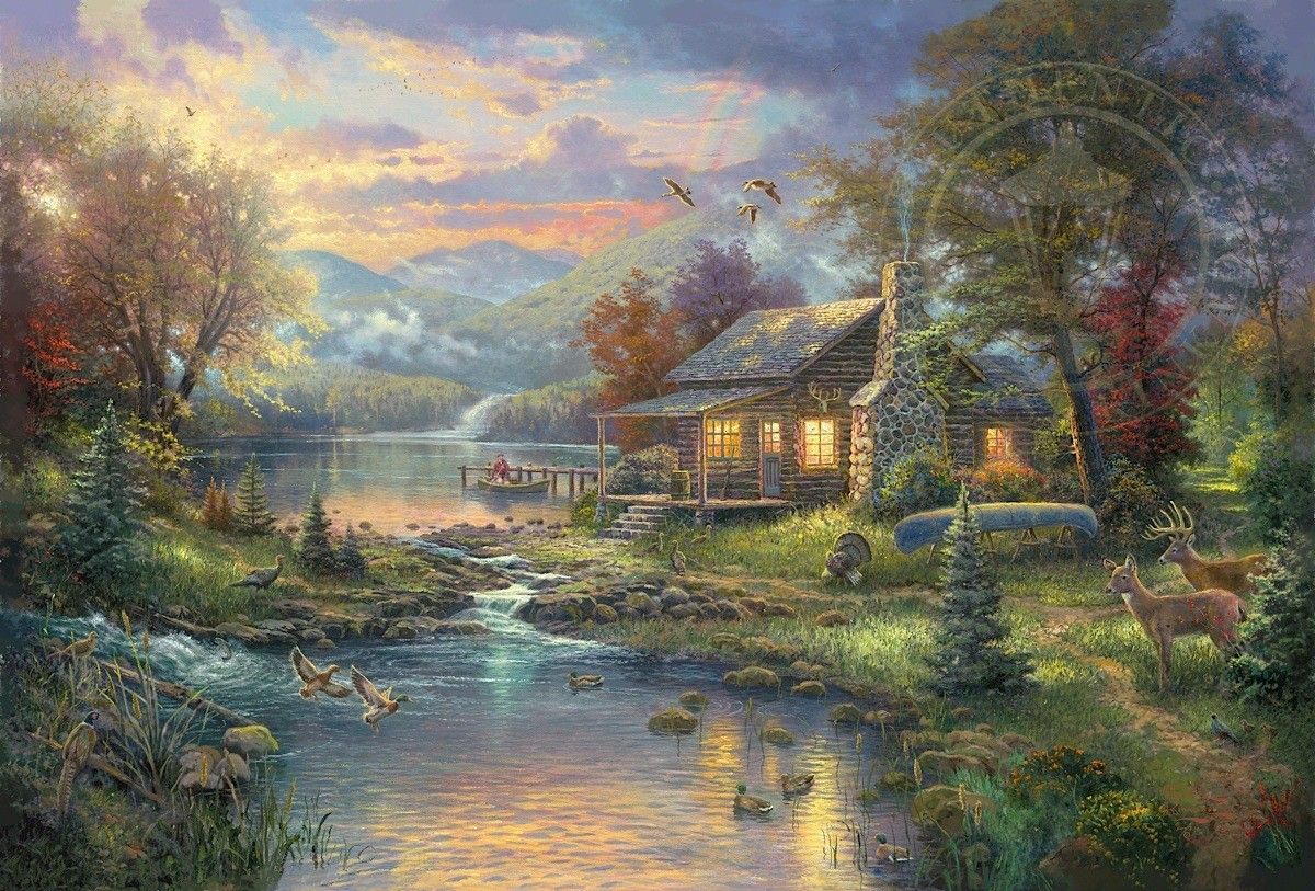 1200x813 Thomas Kinkade Nature's Paradise Gallery Proof on Paper 27x18