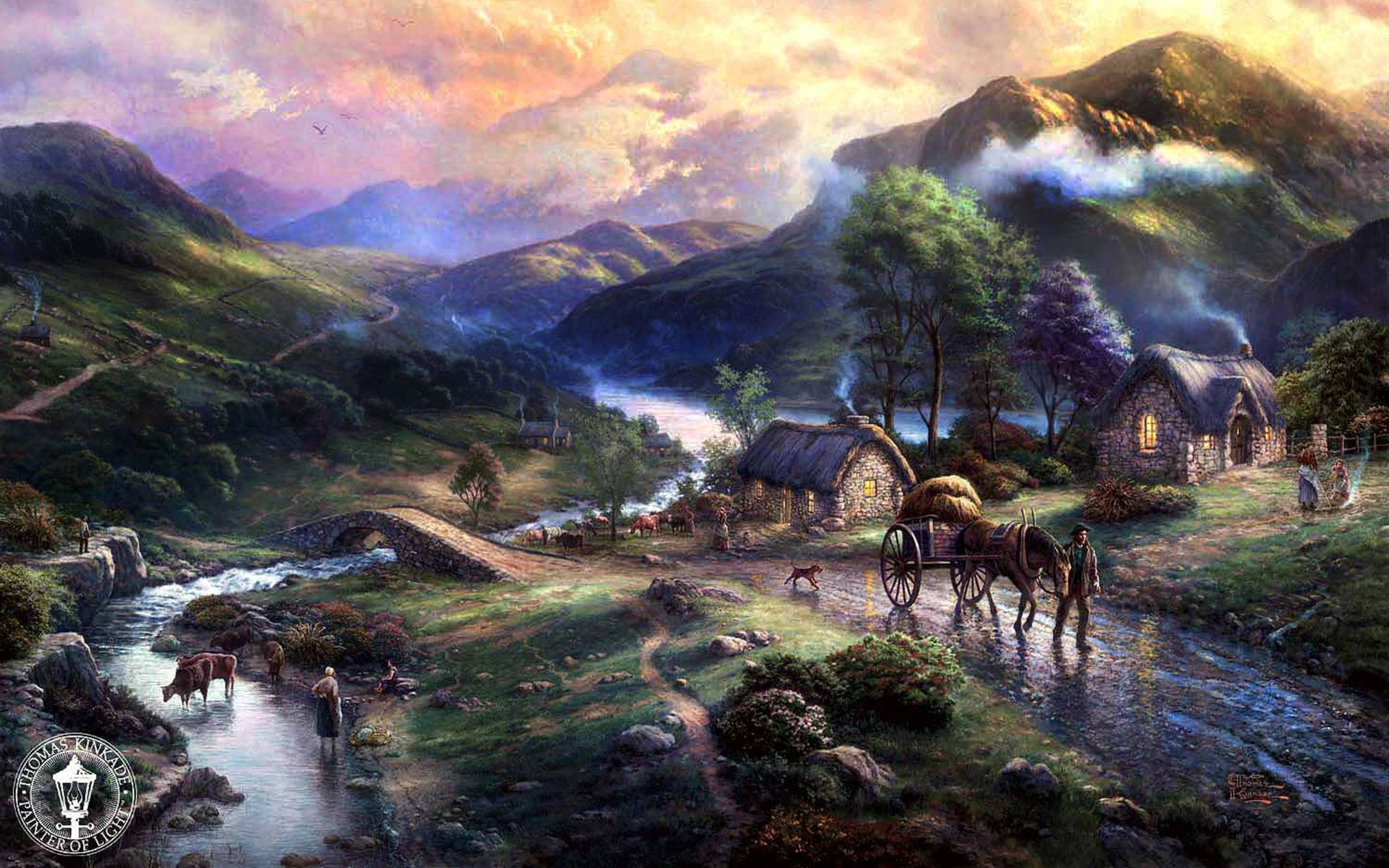 1920x1200 Art Wallpaper Set 8 (Thomas Kinkade Paintings )