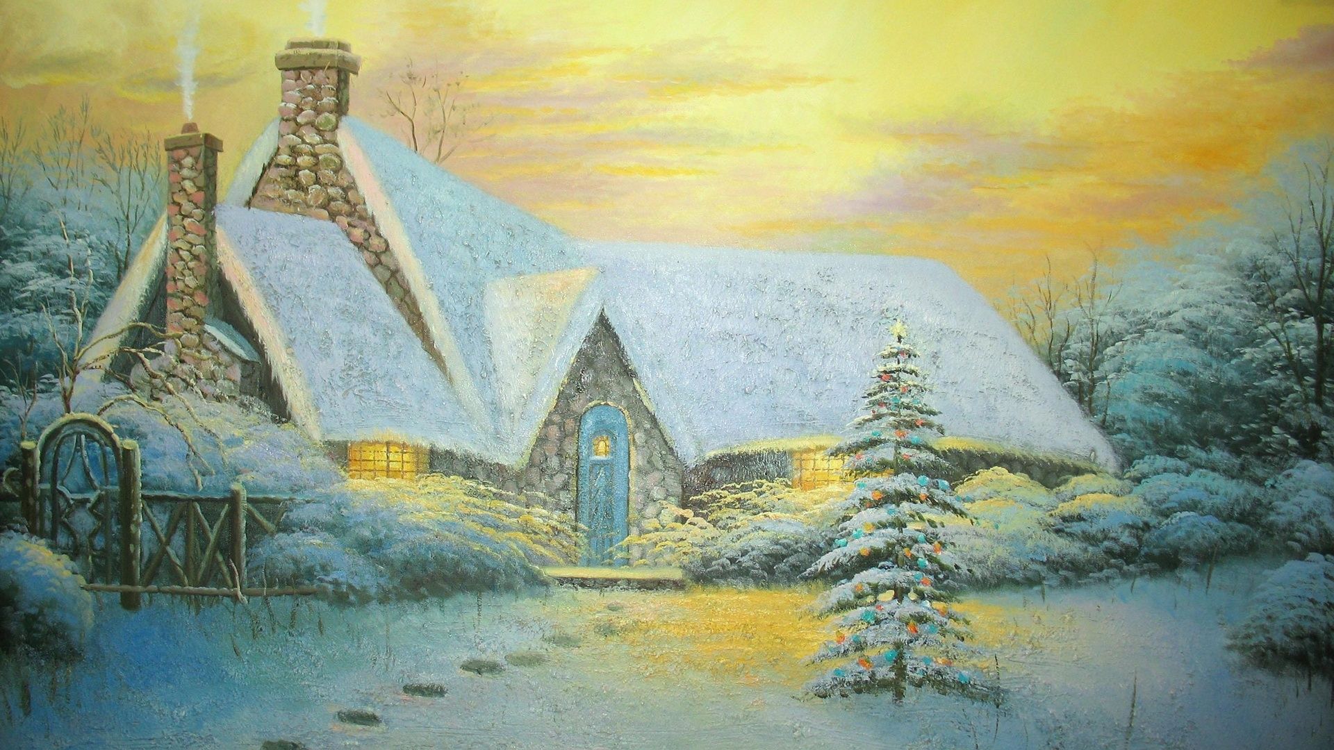 1920x1080 Art Wallpaper Set 8 (Thomas Kinkade Paintings )