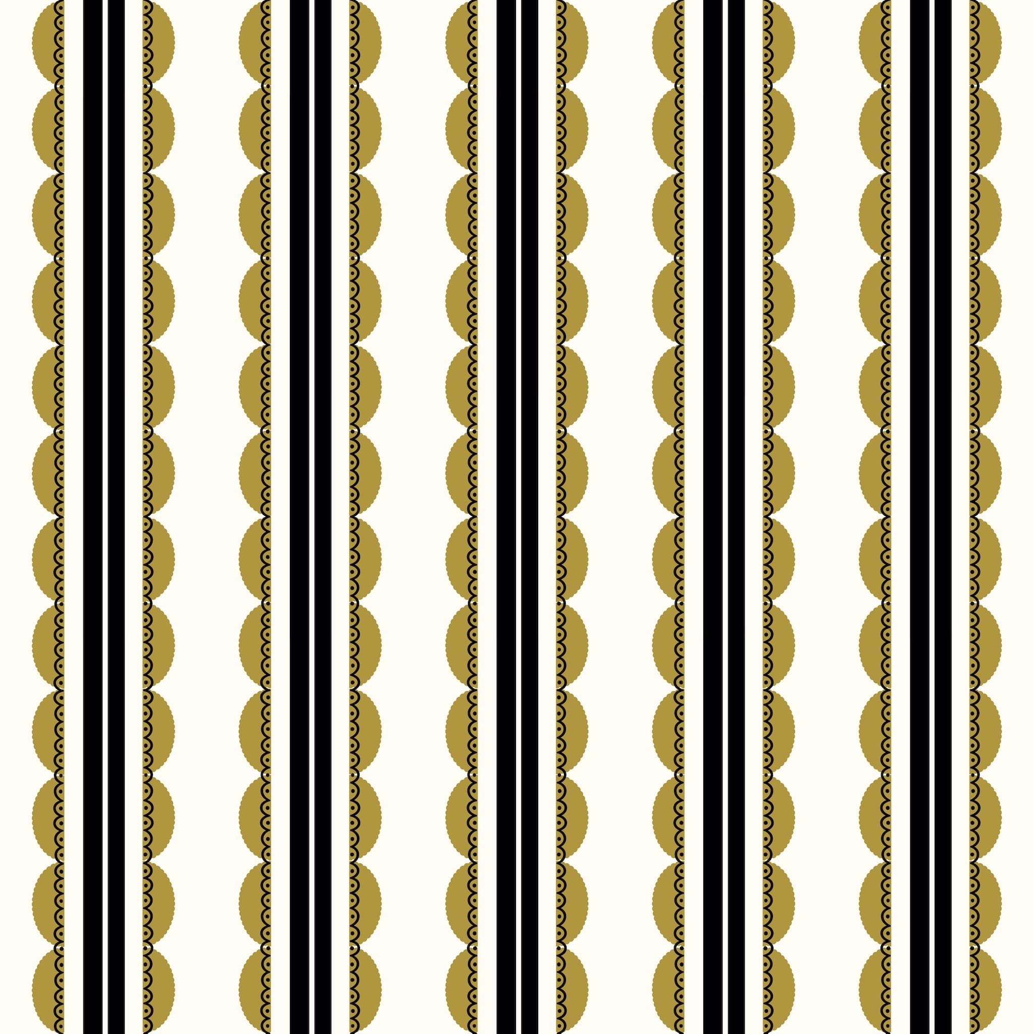 2048x2048 Yellow & Black Scallop Stripe Luxe Peel and Stick Wallpaper Scallop (Yellow) ft (h) x 19