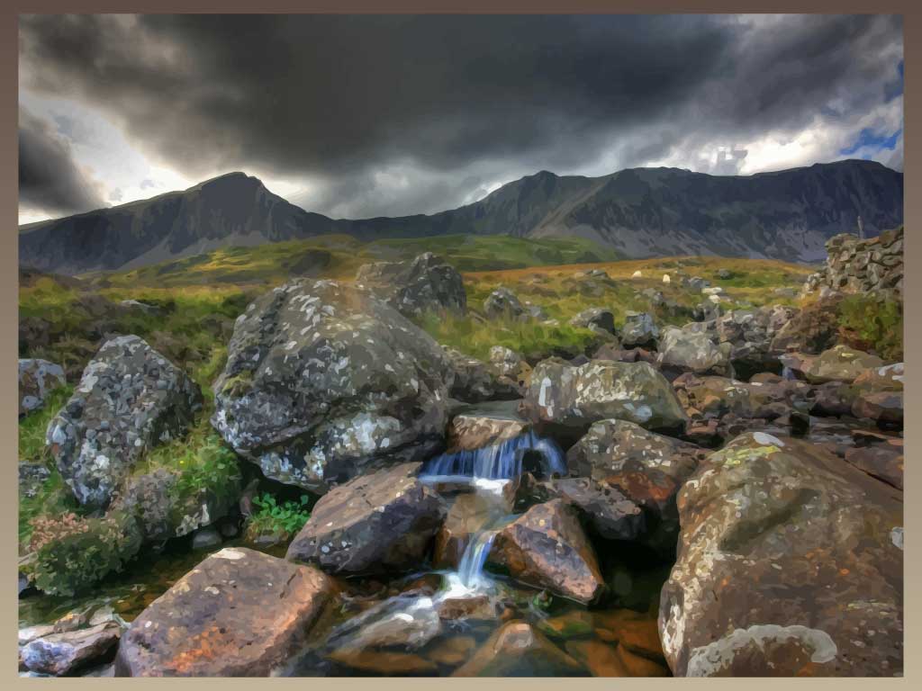 1024x768 Stormy Mountains