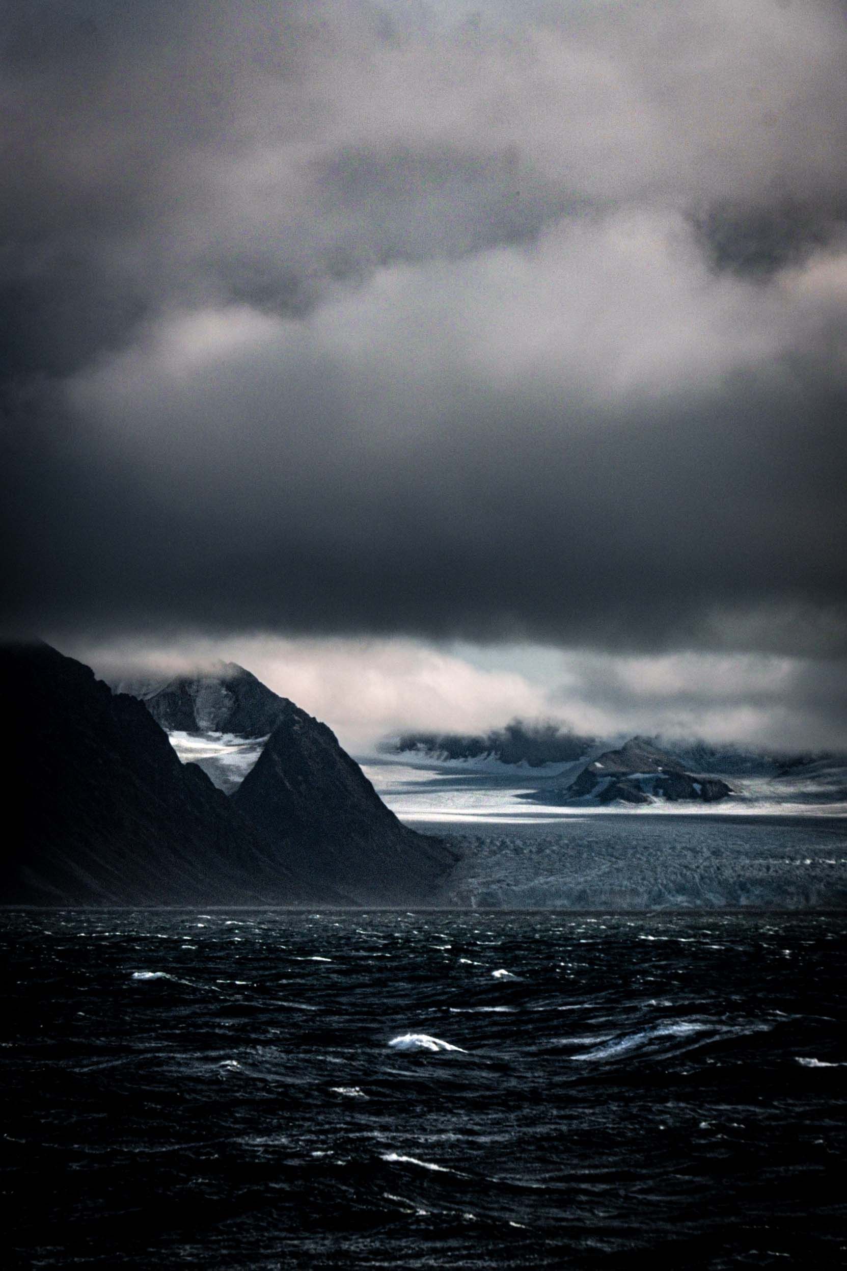 1663x2494 Dramatic Stormy Ocean and Mountain Landscape · Free