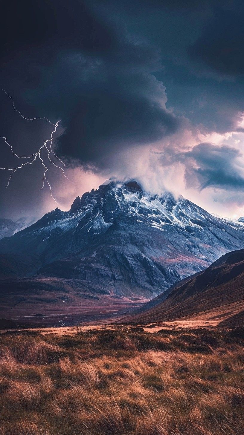 816x1456 Download Stormy Mountain Majesty Image, Lightning, Storm