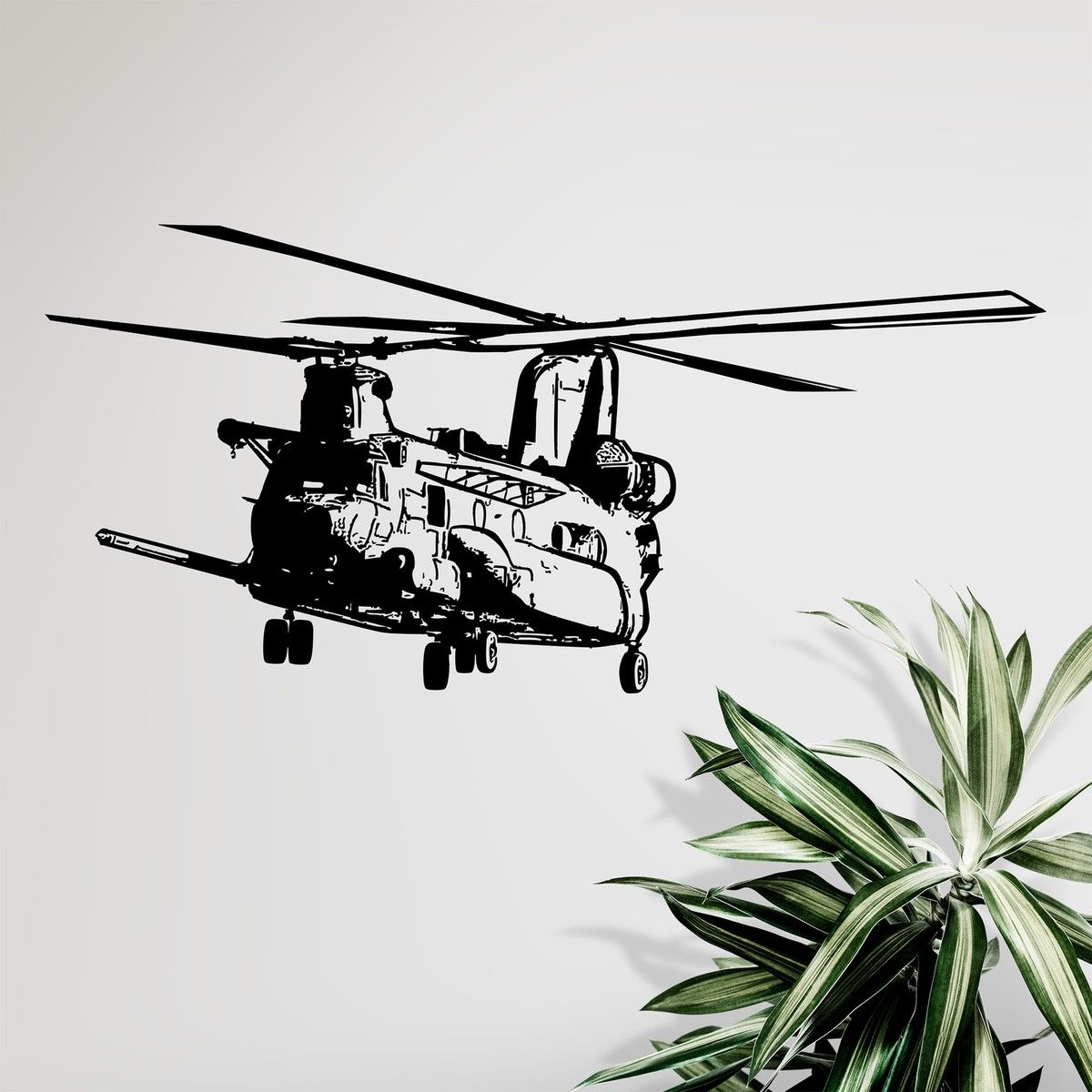 1200x1200 Military Chinook Helicopter MH 47G Vinyl Wall Decal Sticker. Black Vinyl Color