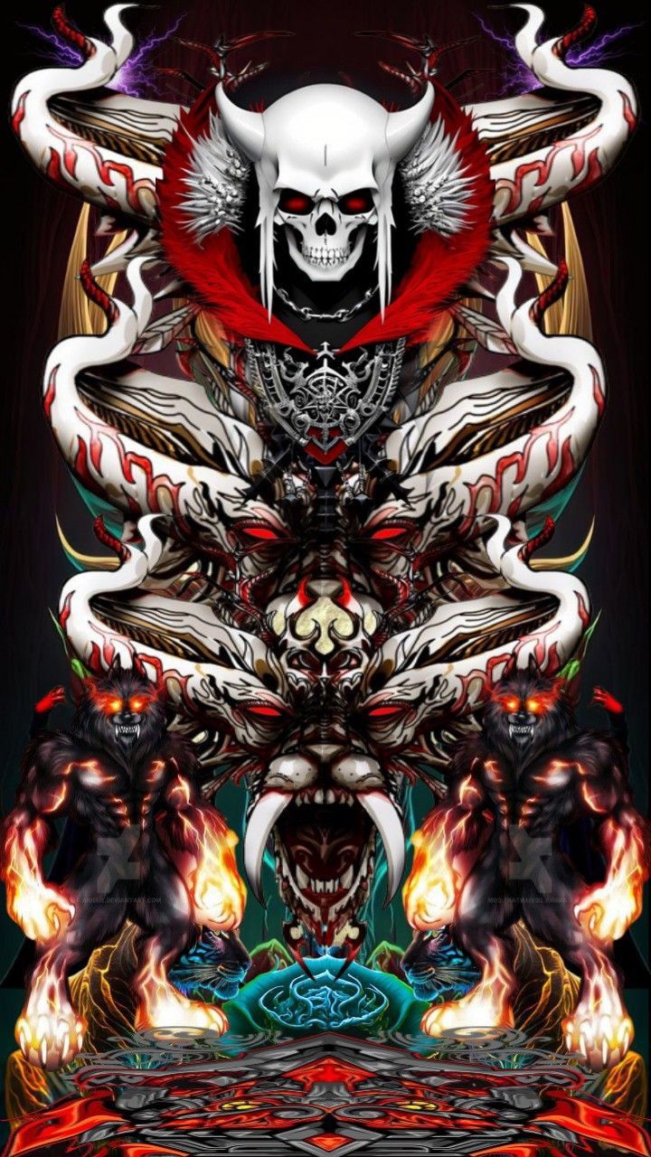 720x1280 Dragon Tattoo with Skulls and Flames. Naga sadow art, Crazy skull wallpaper, Exodia the forbidden one wallpaper