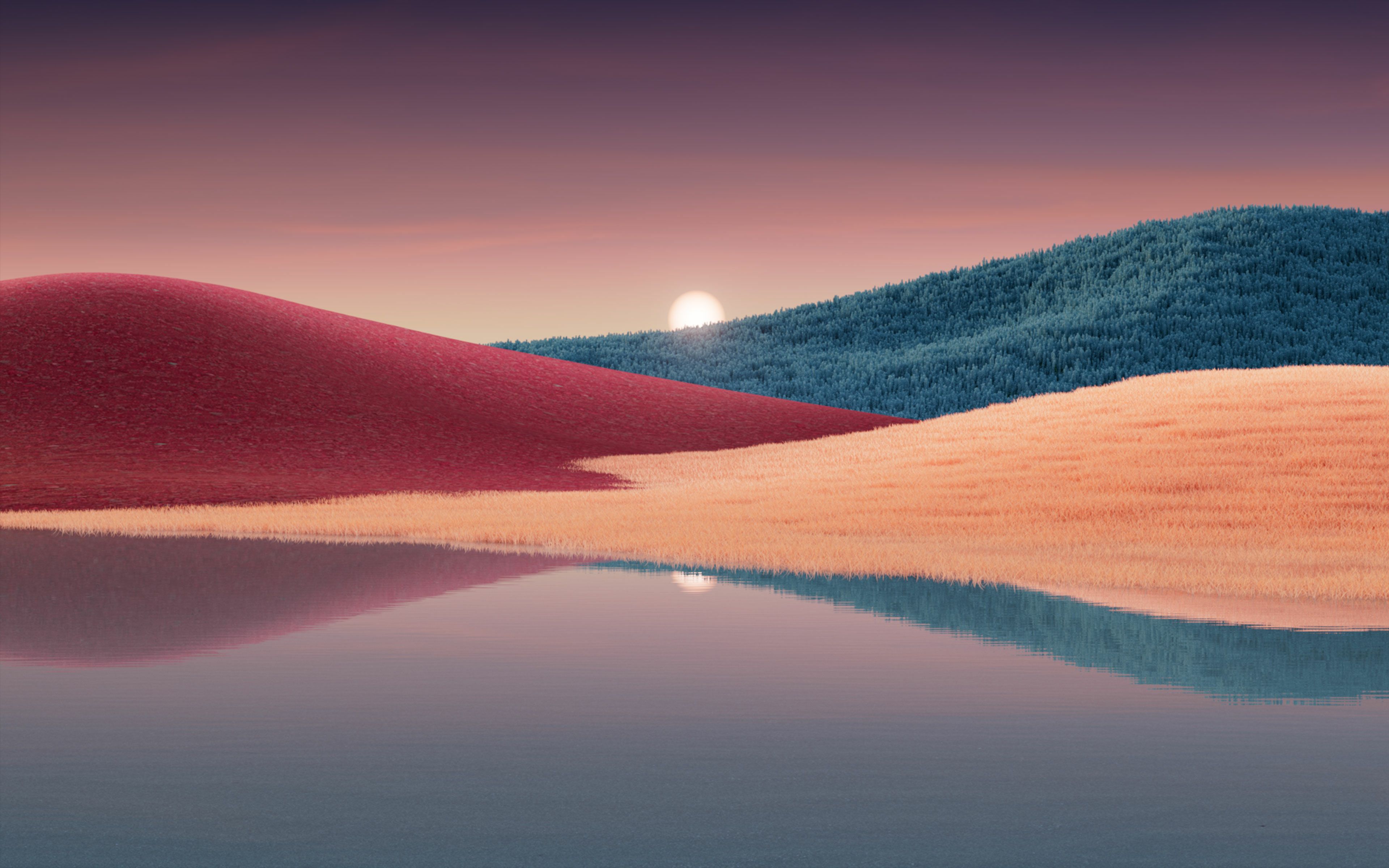 3840x2400 Windows 11 Wallpaper 4K, Aesthetic, Landscape, Sunset