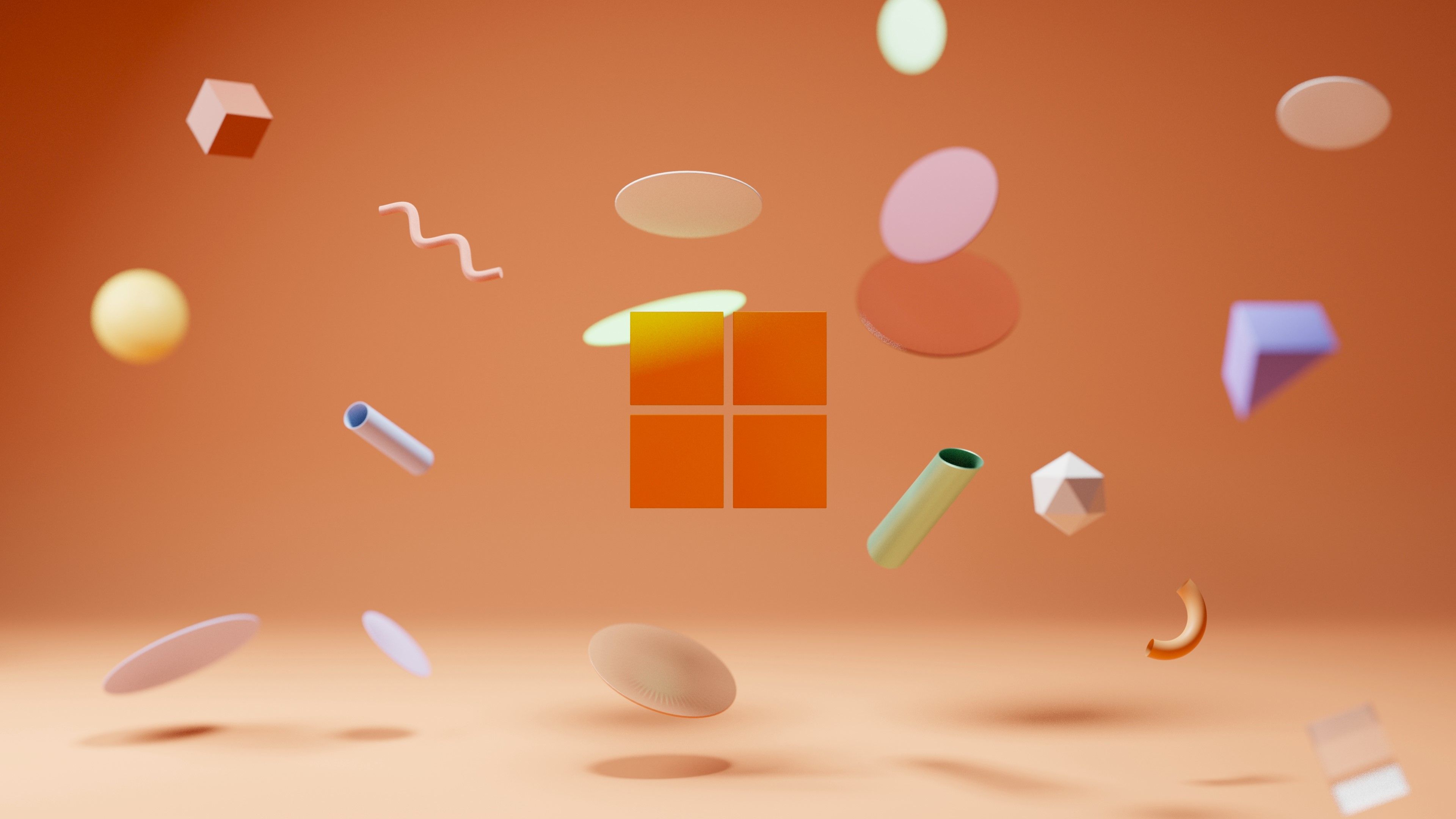 3840x2160 Windows 11 Wallpaper 4K, Orange background