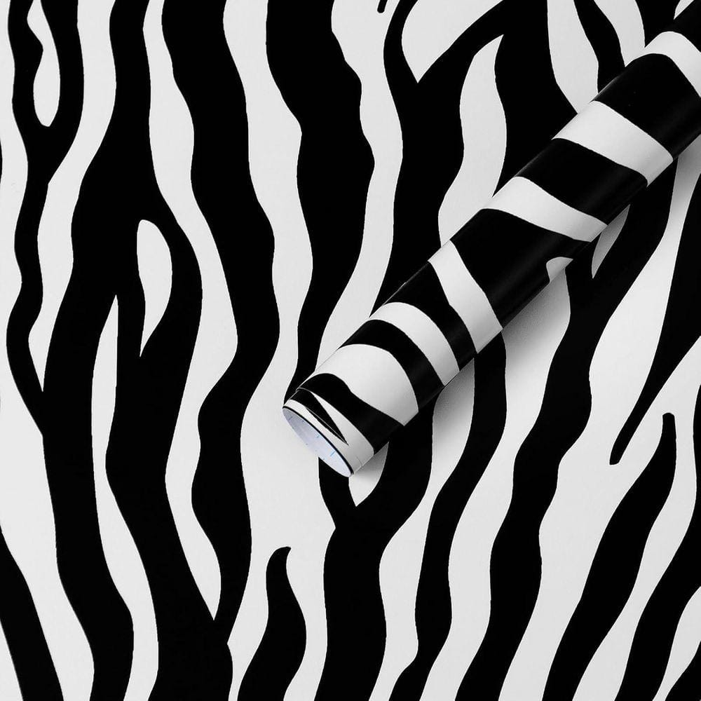 1000x1000 Black and White Geometric Zebra Contact Paper Peel and Stick Removable Wallpaper Roll Z0DZGS2ZNB Home Depot