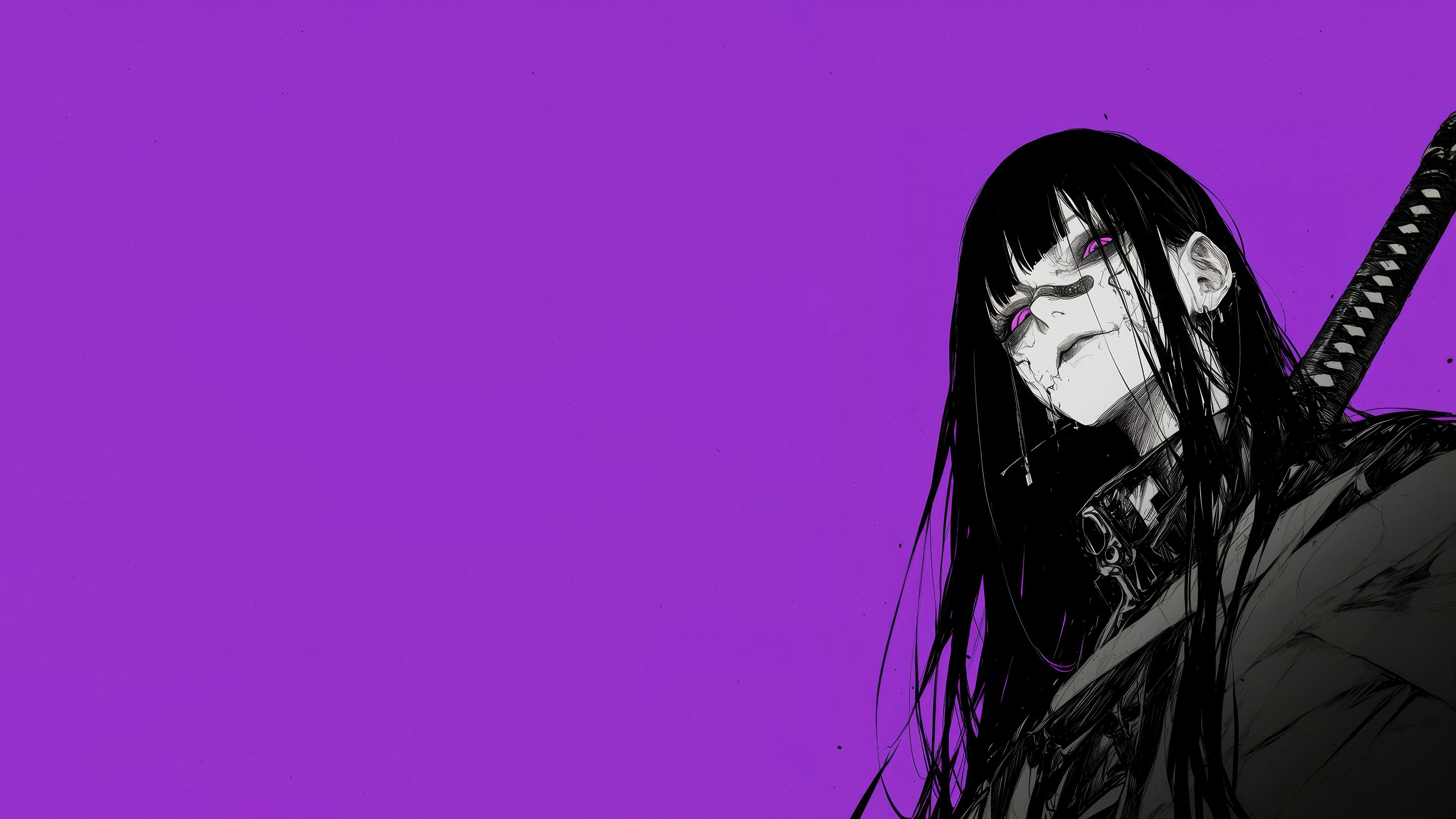 3840x2160 Anime Girl Purple Eyes Wallpaper 4K HD PC l