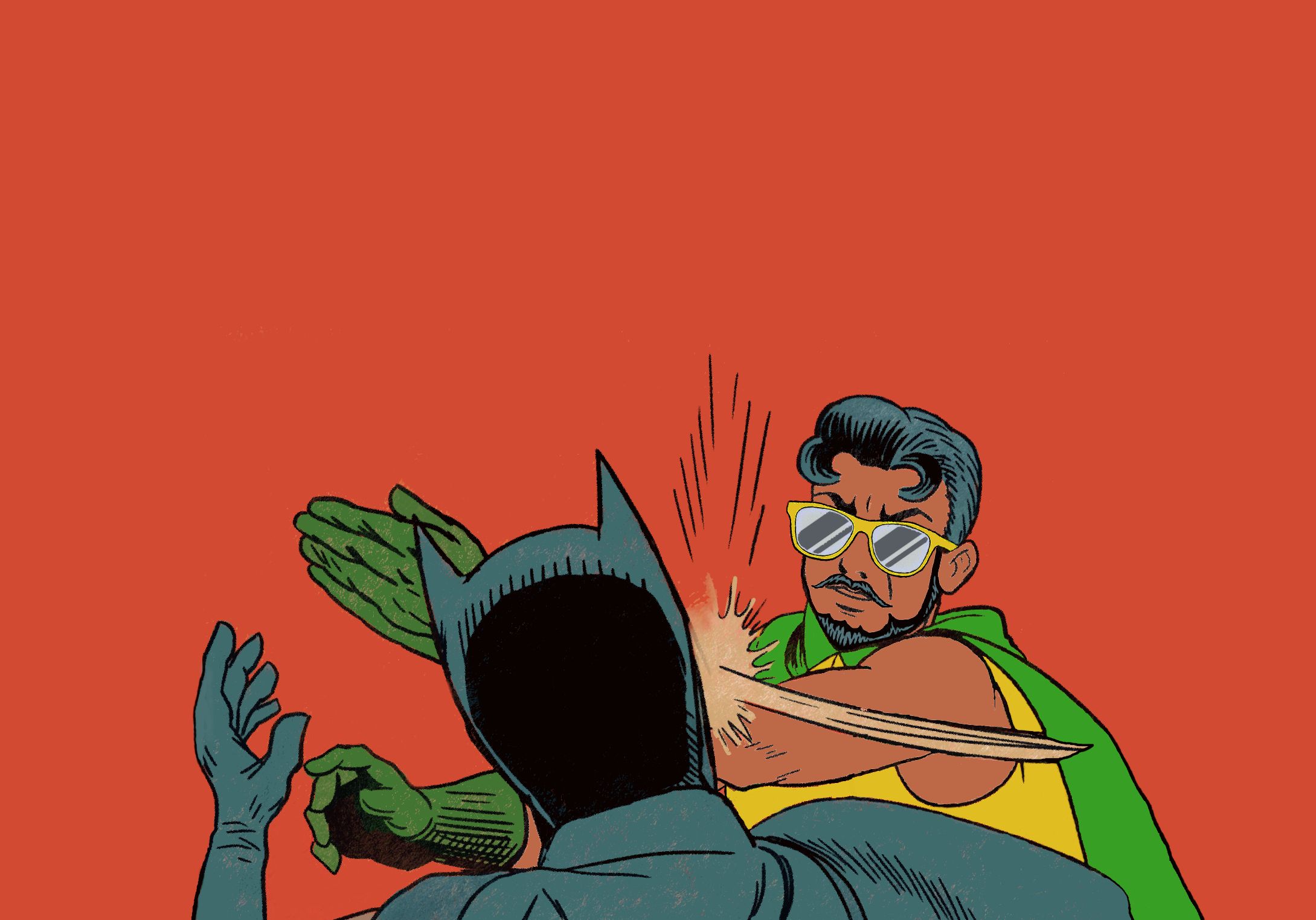 2179x1524 SaiMan Slaps Batman FanArt Alternate Meme Template