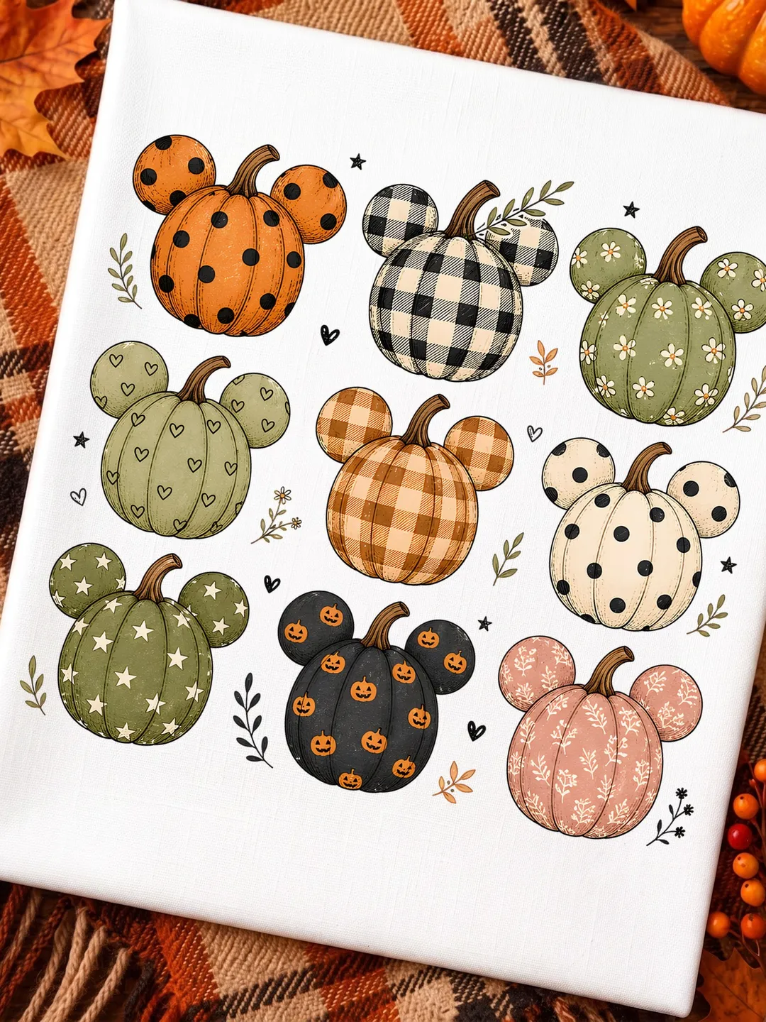 1080x1440 Mickey Mouse Pumpkin PNG Digital Download, Halloween Fall Patchwork Pumpkins PNG, Boho Disney Autumn Shirt Design, Sublimation PNG File