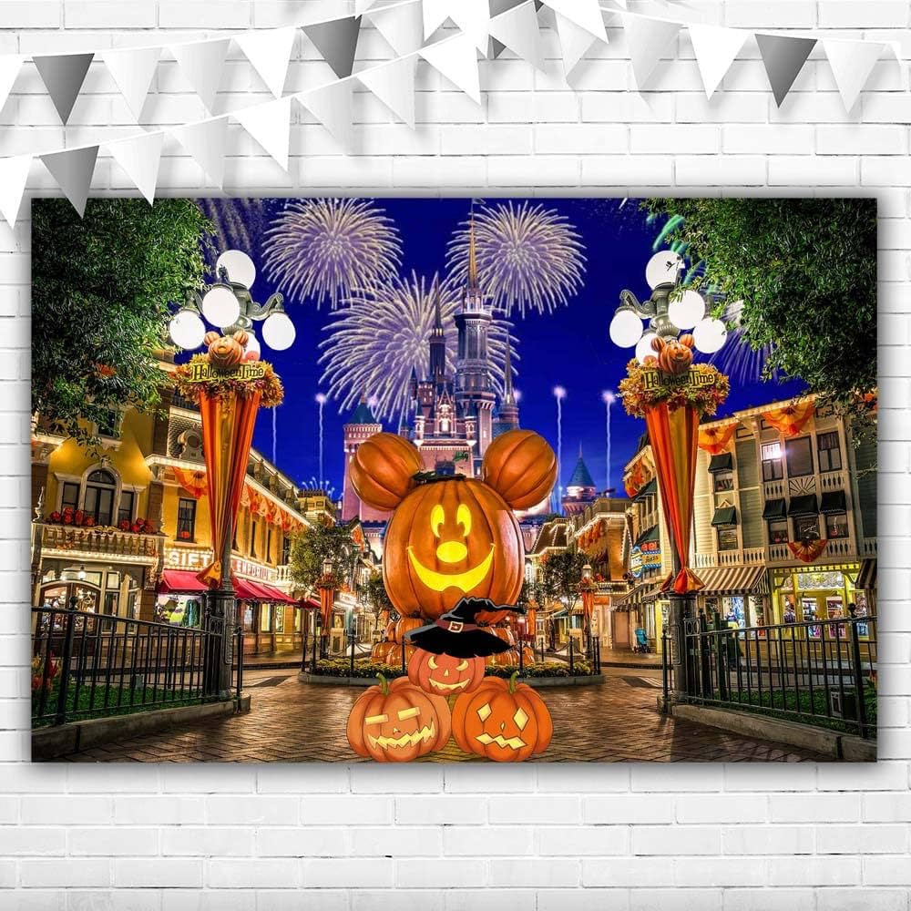 1000x1000 Halloween Backdrop Happy Birthday 5x3ft Fairy Castle Night Background Mickey Mouse Pumpkin Head Backdrops for Kids Birthday Vinyl Main Street Background for Picture Photohoot: Buy Online at Best Price in UAE
