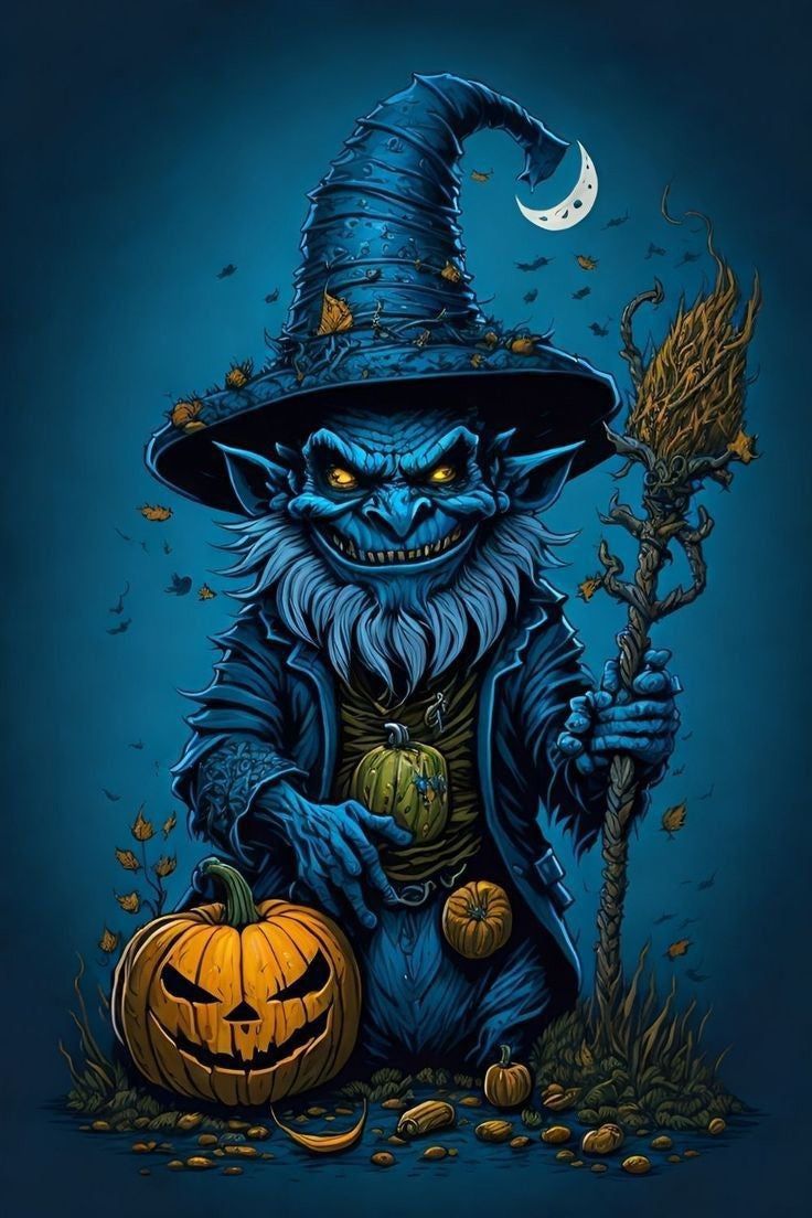 736x1104 Halloween Witch & Pumpkin Painting