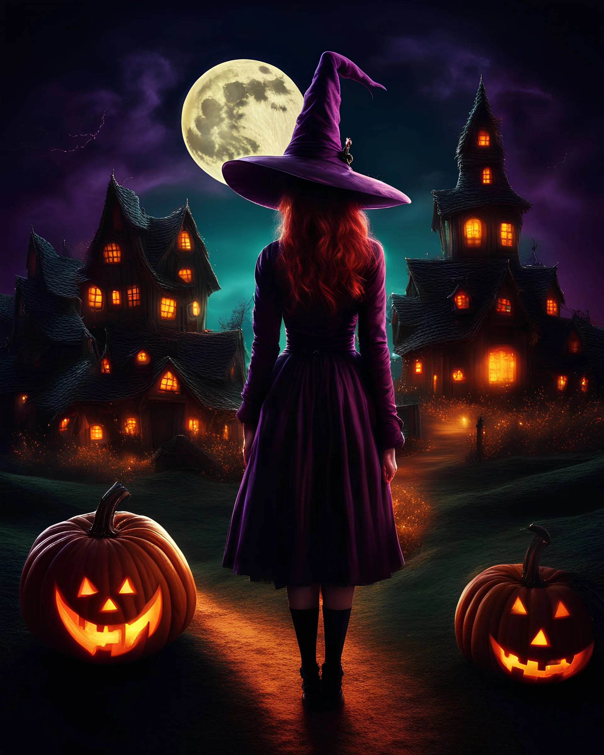 1920x2400 halloween style spooky witch in the f