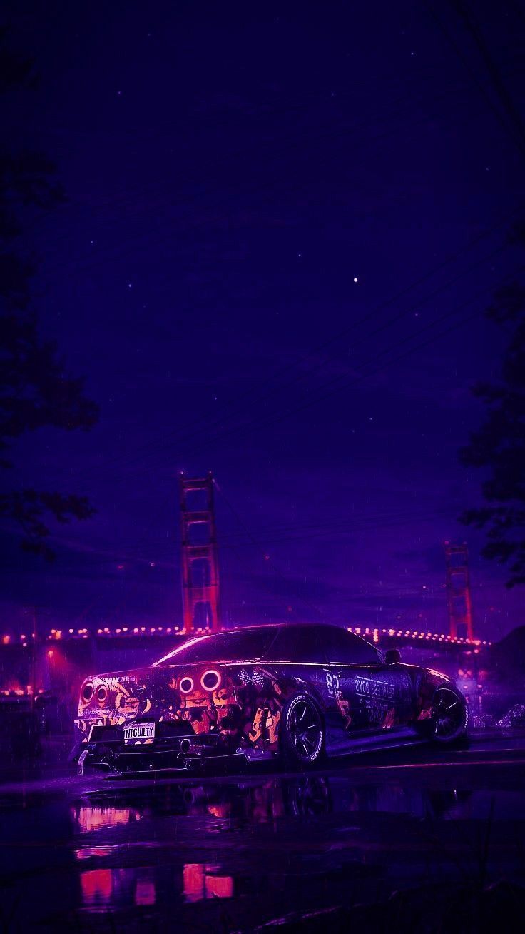736x1308 JDM Cars Tumblr: Discover the Coolest Japanese Cars on the Platform. Creative car design ideas, Neon car art, Neon car under night sky