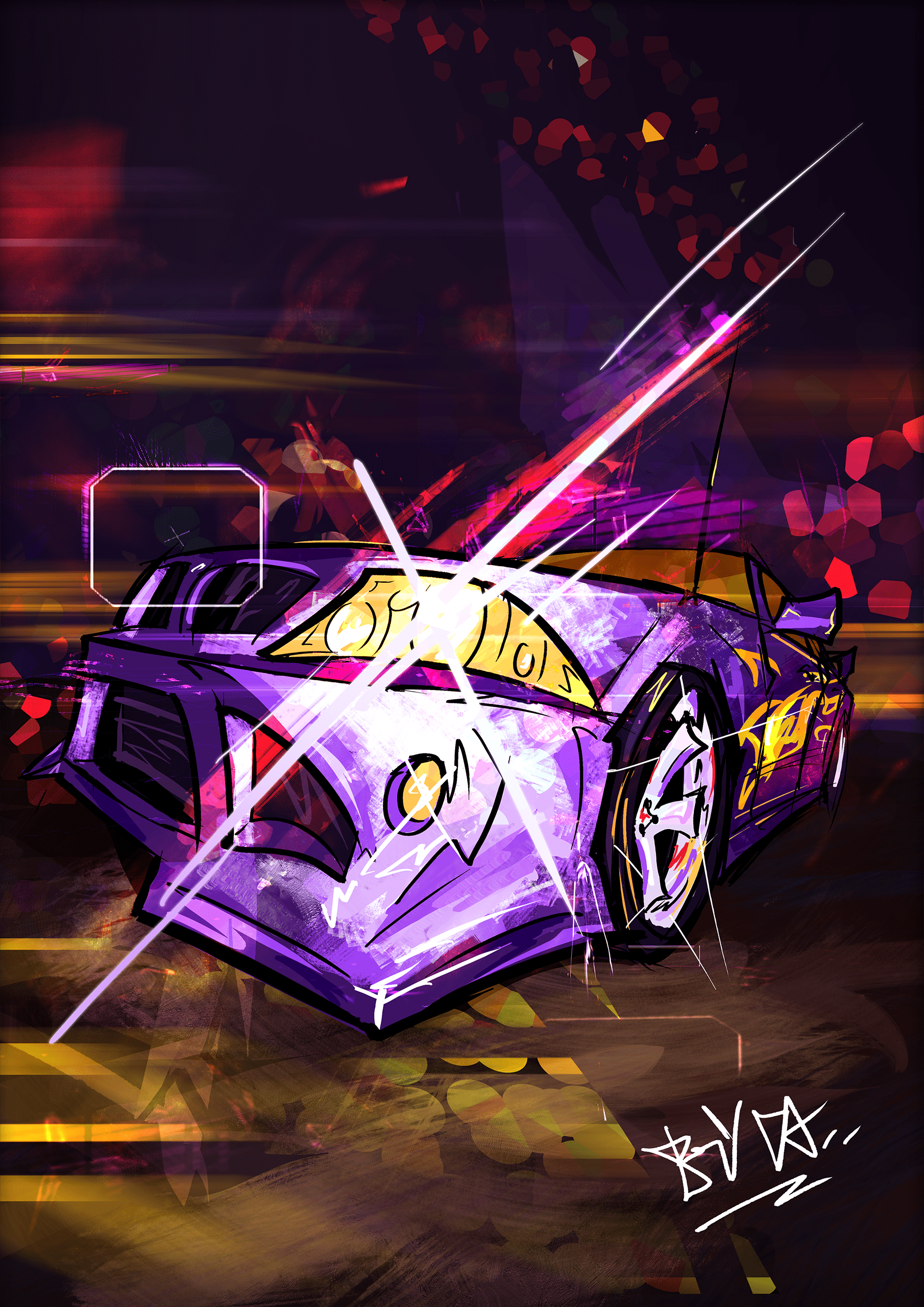 1768x2500 hey guys, i painted some cars inspired by 90s and 00s japan photography!