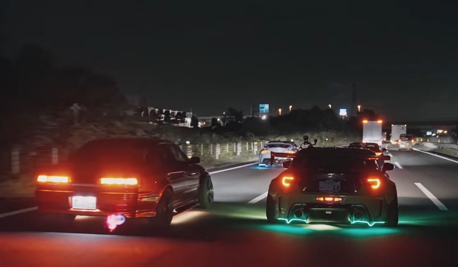 1474x860 Iconic tuner scene from Pixar's 'Cars' recreated with real Toyotas. Japanese Nostalgic Car
