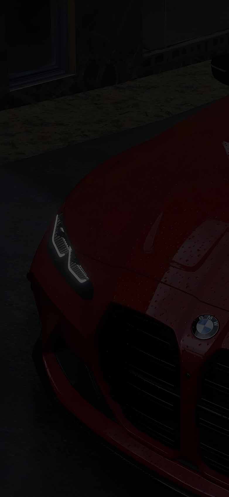 782x1692 Red BMW M4 Front Grille Rainy Car Wallpaper