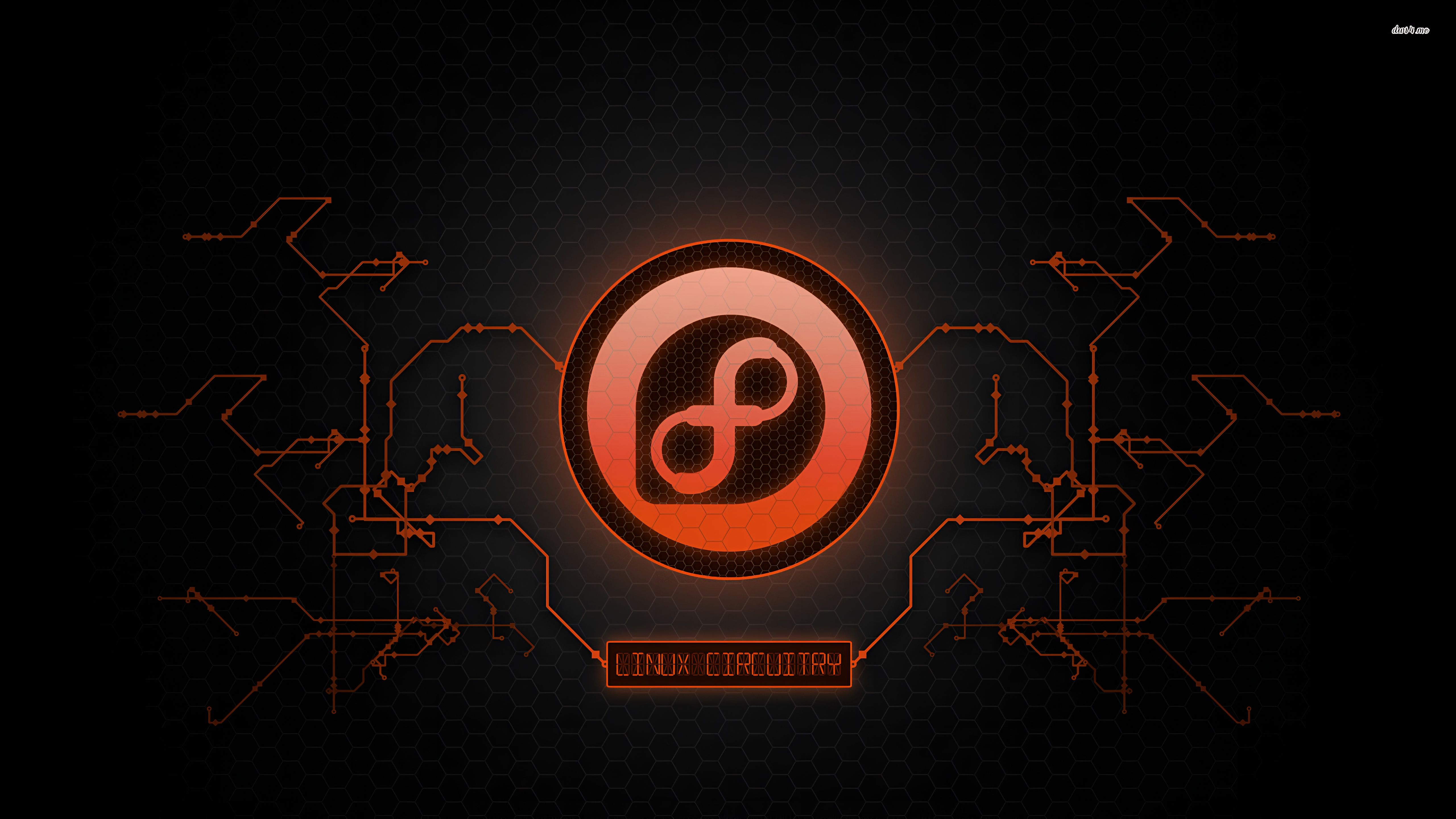 5120x2880 Fedora Linux Circuitry 4K Dark Wallpaperx2880