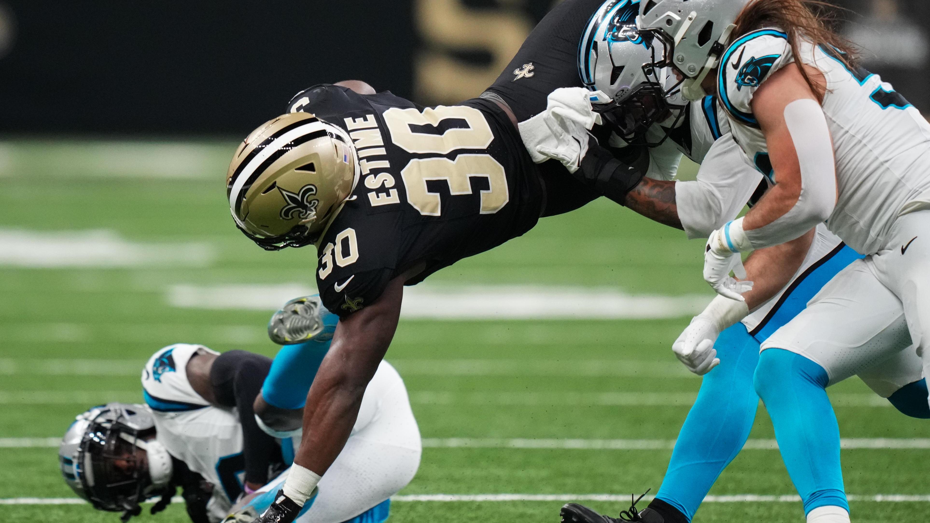 3853x2167 Alvin Kamara Remains Out as Audric Estime Projects for Usable Fantasy Football Upside