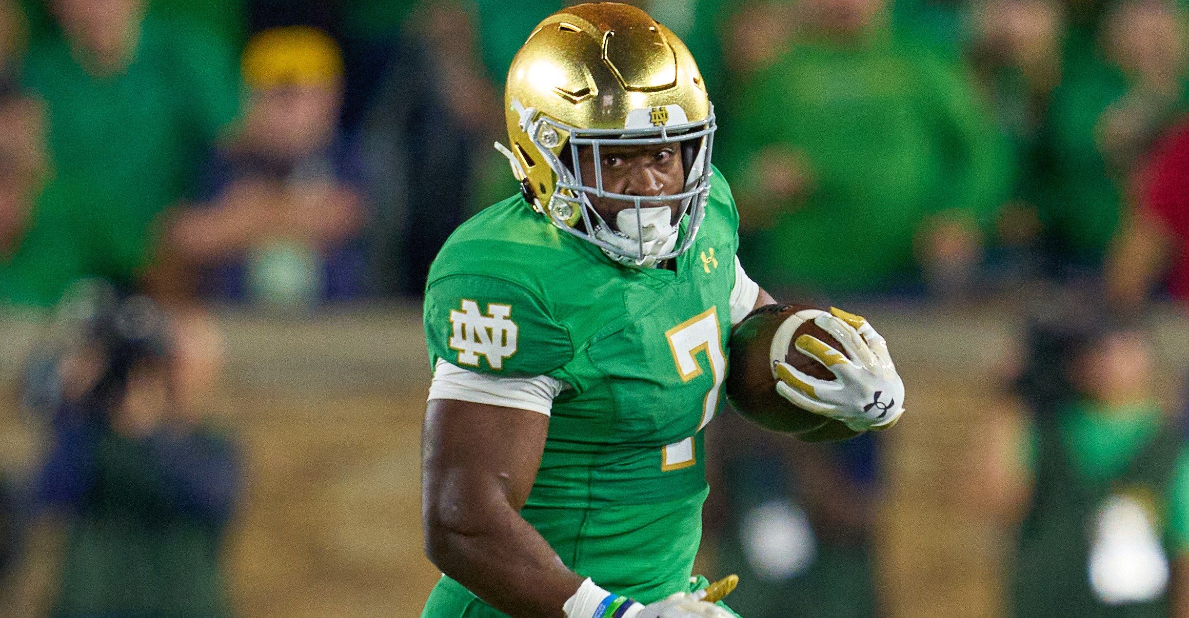 2318x1206 NFL DRAFT: Notre Dame RB Audric Estime picked by Denver Broncos in 5th. One Foot Down