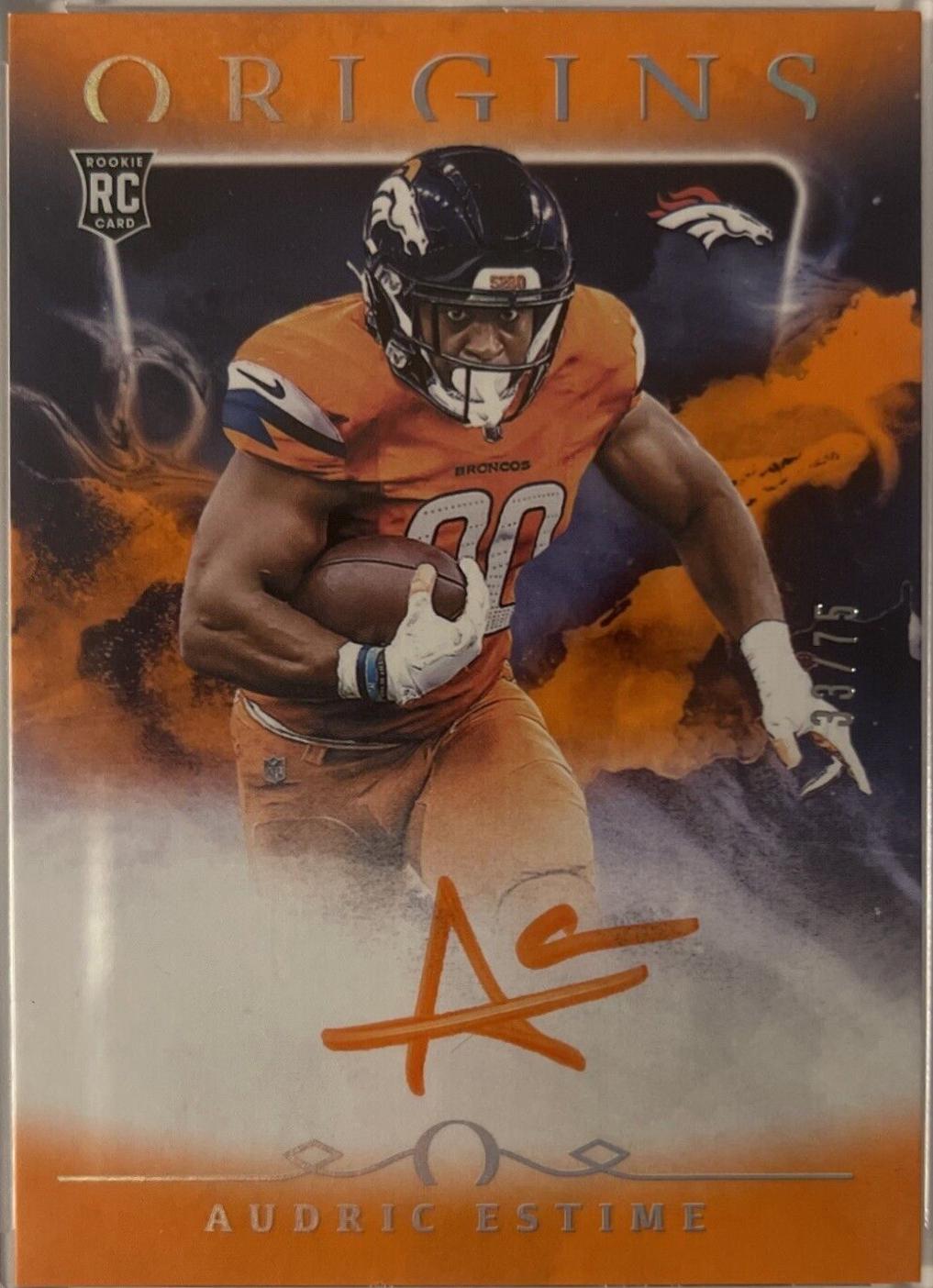 1017x1404 Audric Estime [Orange] #RAU AES Prices Panini Origins Rookie Autograph