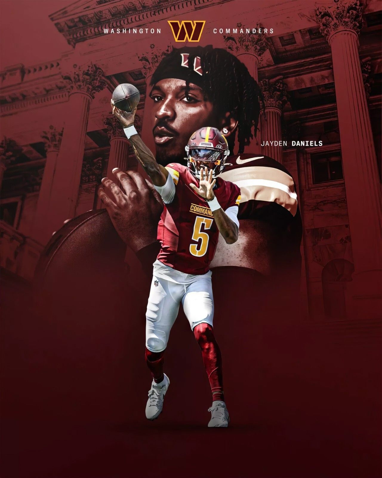 1280x1600 Jayden Daniels Washington Commanders 8x10 NFL Football Photo!