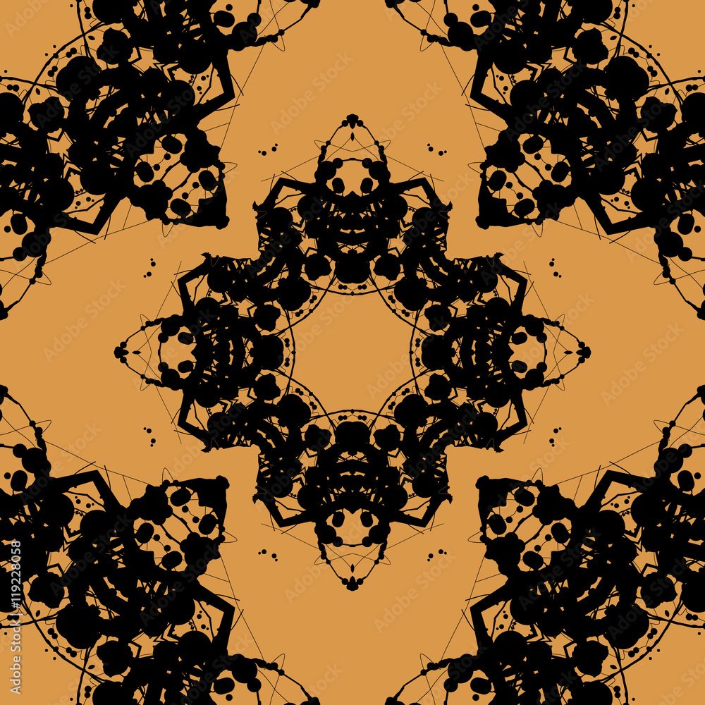 1000x1000 Vetor Print Based on Rorschach inkblot test. Abstract seamless pattern. For fabric, wallpaper, print, warping paper seamless drowing do Stock