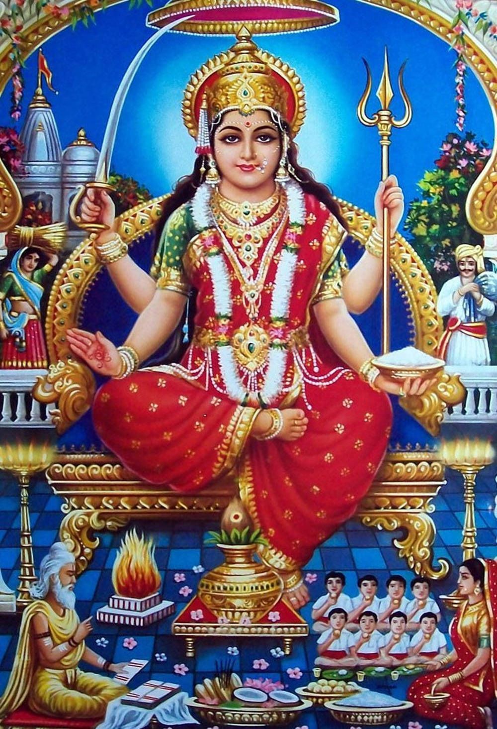1000x1465 Download Divine Santoshi Maa Four Handed Goddess Wallpaper